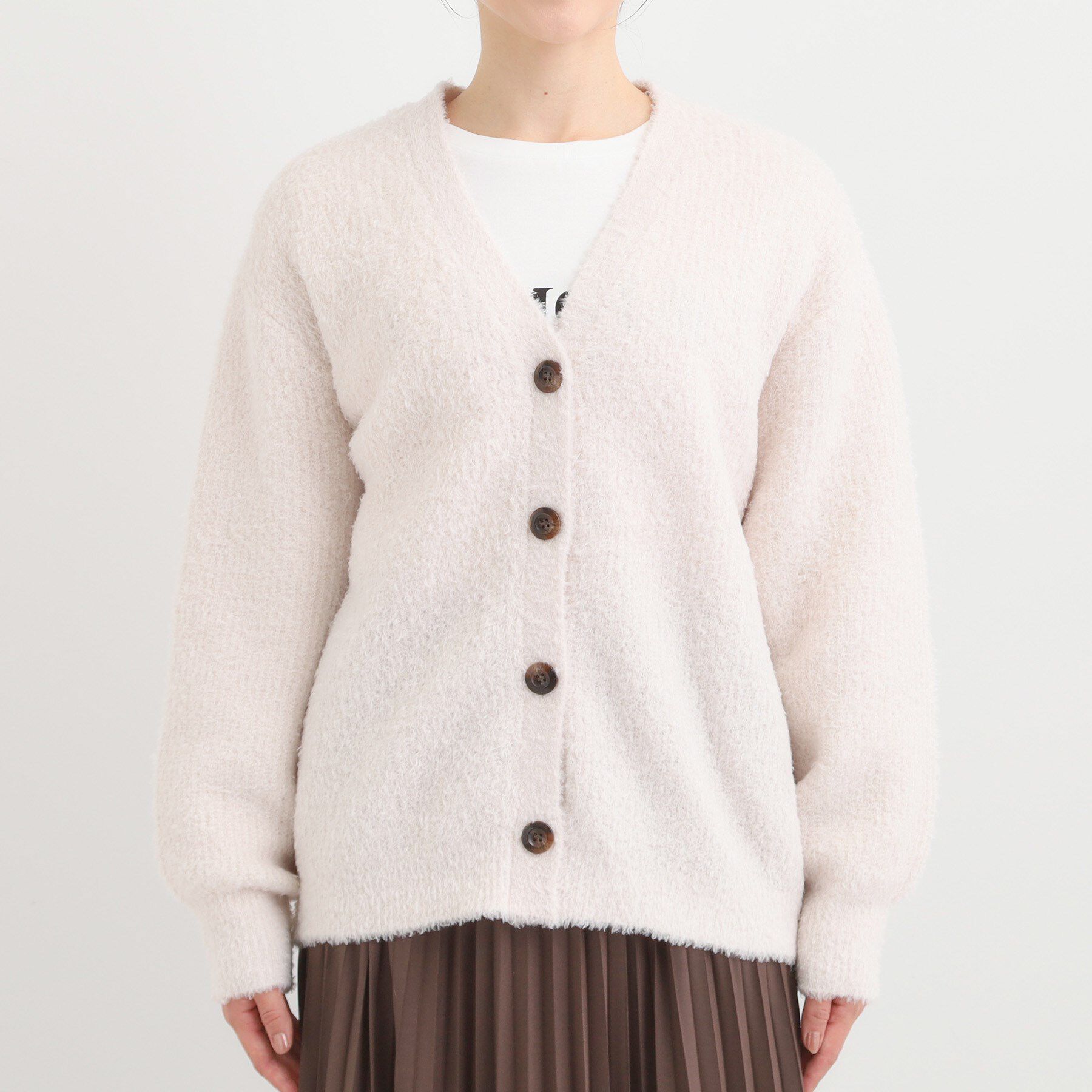 SHOO･LA･RUE「【S-LL】思わず触れたくなる ふわふわ Vネックニットカーディガン」|カーディガン|