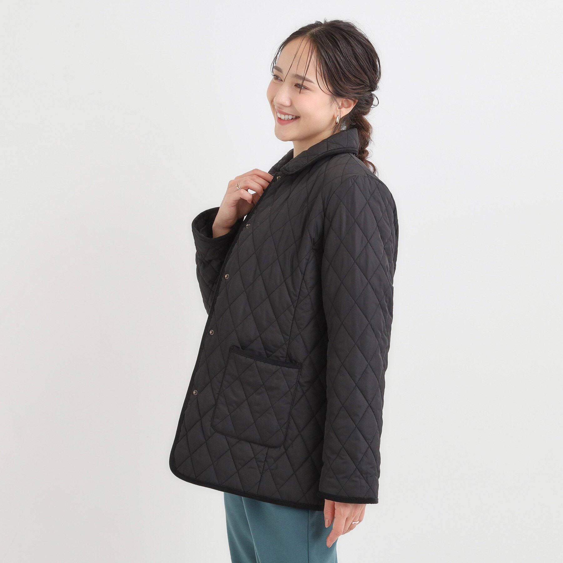 SHOO･LA･RUE「【撥水/フード取り外し可】サッと羽織れる ダイヤ柄キルトジャケット」|その他|