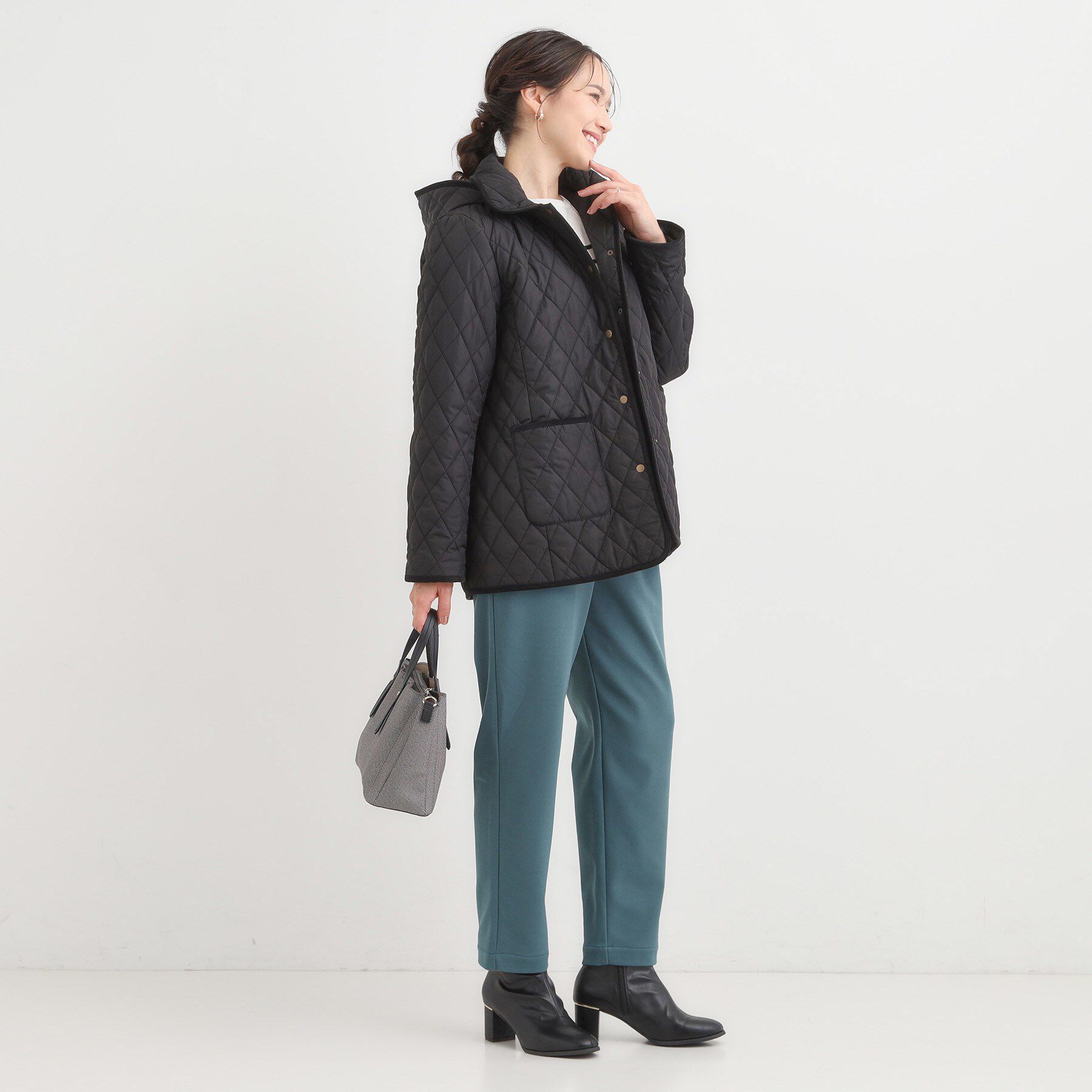 SHOO･LA･RUE「【撥水/フード取り外し可】サッと羽織れる ダイヤ柄キルトジャケット」|その他|