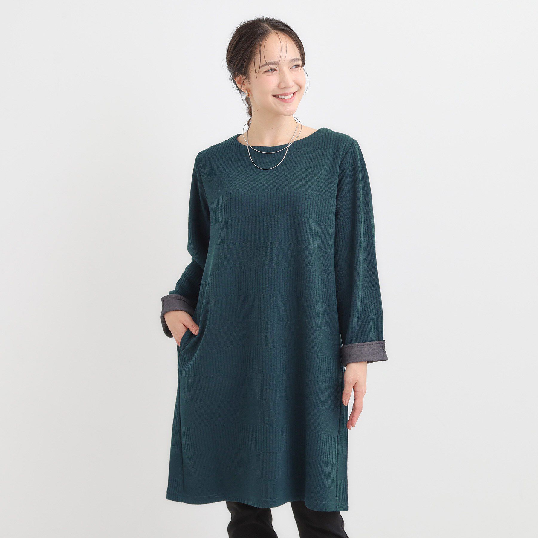 SHOO･LA･RUE「身体のラインをきれいにカバー Aラインチュニックワンピース」|チュニック|