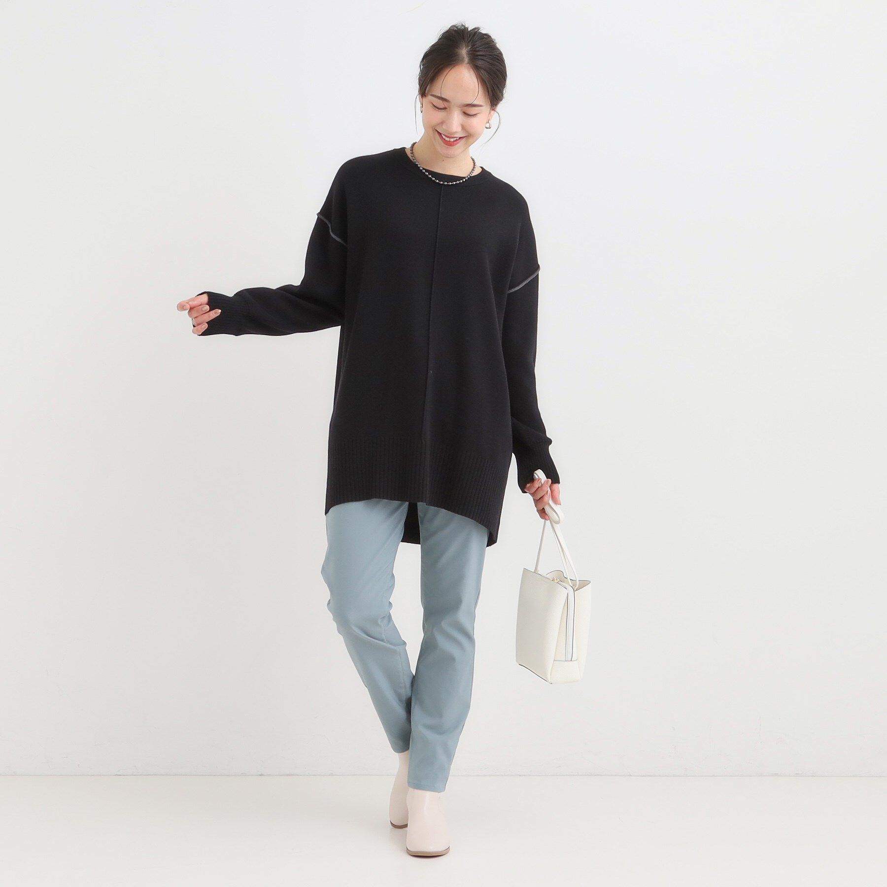 SHOO･LA･RUE「【洗濯機可/毛玉レス】上品に体型カバー チュニックニットワンピース」|チュニック|