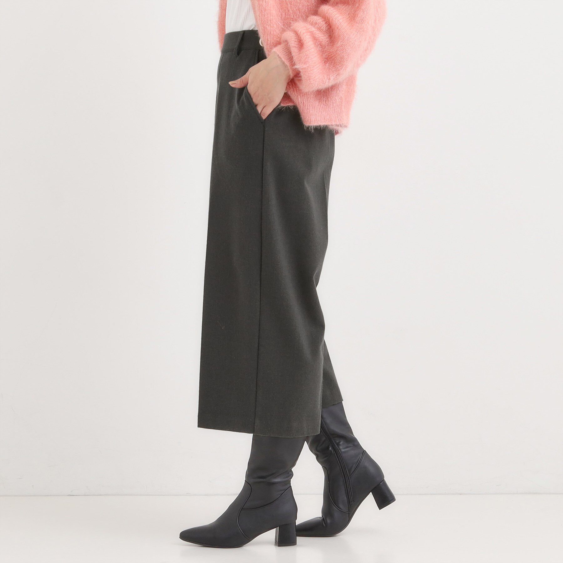 SHOO･LA･RUE「【洗濯機可/S-LL】きちんと見えする あったか裏起毛ガウチョパンツ」|その他|