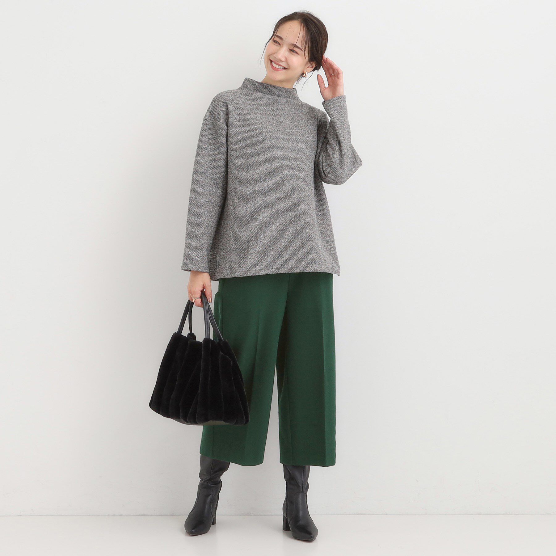 SHOO･LA･RUE「【洗濯機可/S-LL】きちんと見えする あったか裏起毛ガウチョパンツ」|その他|