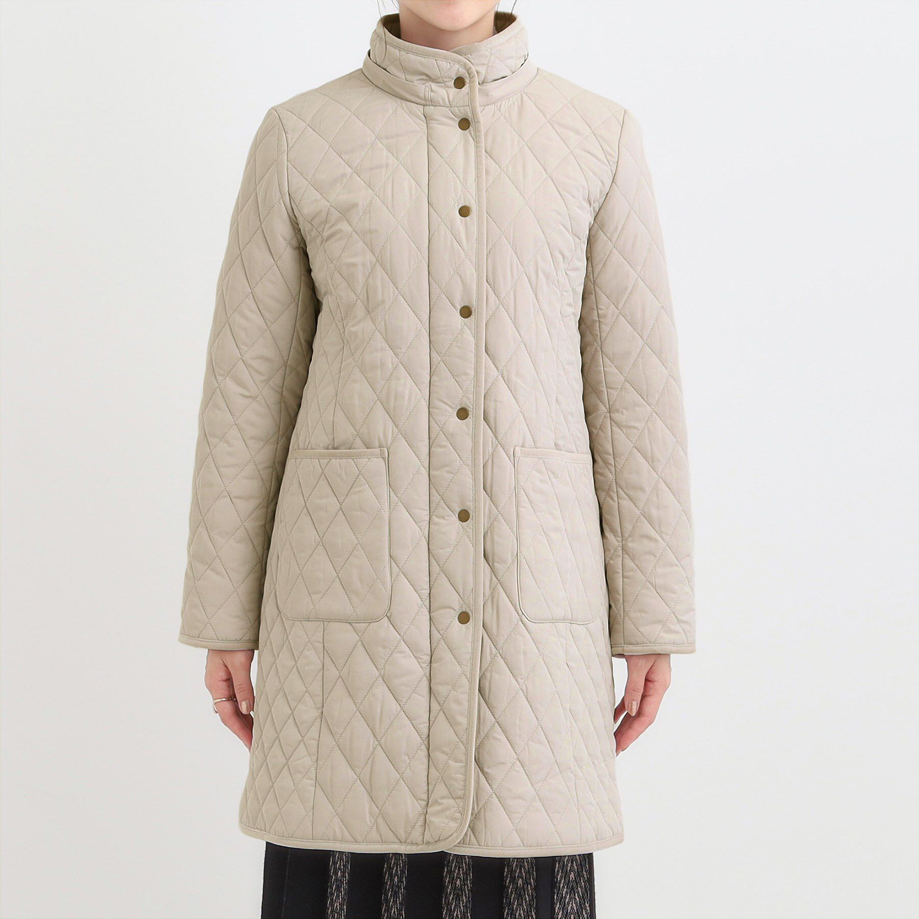 SHOO･LA･RUE「【撥水/フード取り外し可】自然にくびれる あったかダイヤ柄キルトコート【CIRCRIC】」|ダウン|