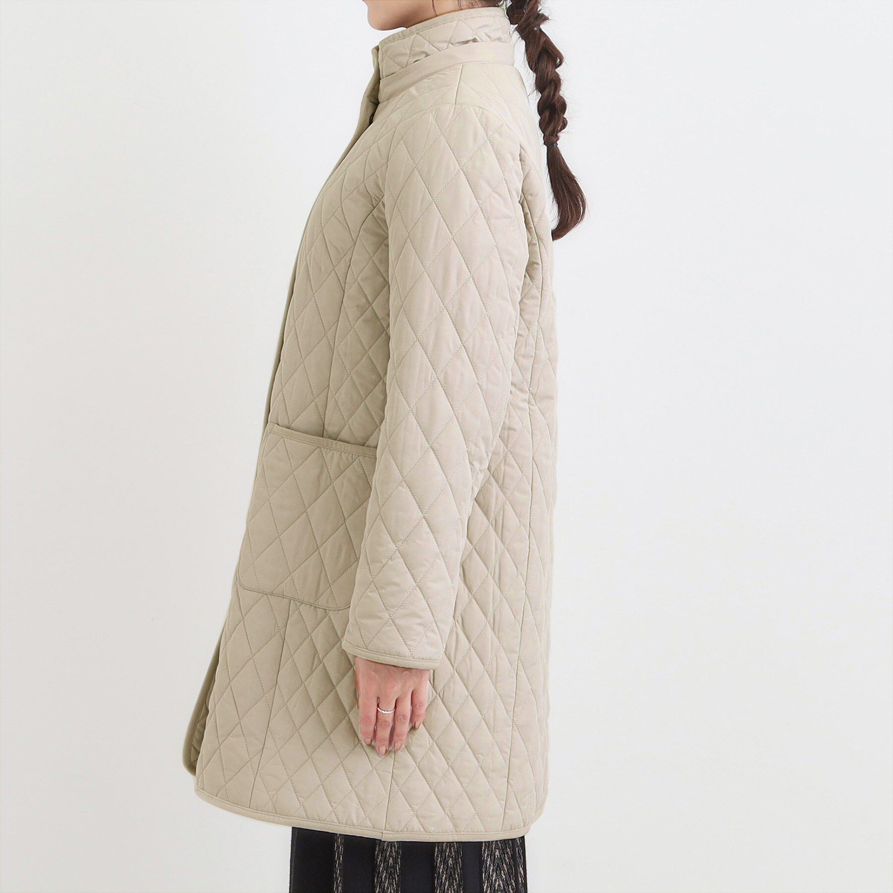 SHOO･LA･RUE「【撥水/フード取り外し可】自然にくびれる あったかダイヤ柄キルトコート【CIRCRIC】」|ダウン|