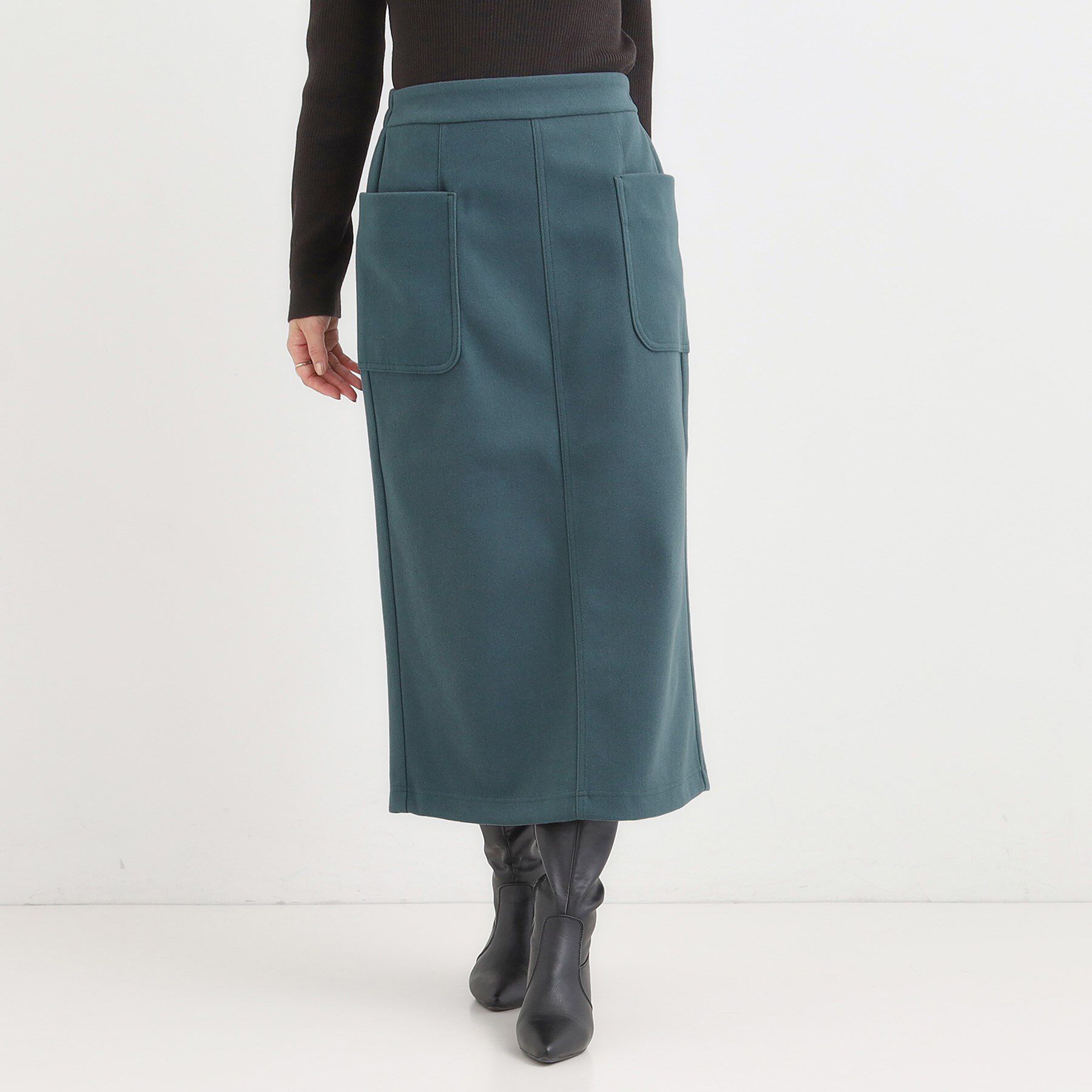 SHOO･LA･RUE「【S-LL】あったかすっきり 圧縮ニットナロースカート」|スカート|