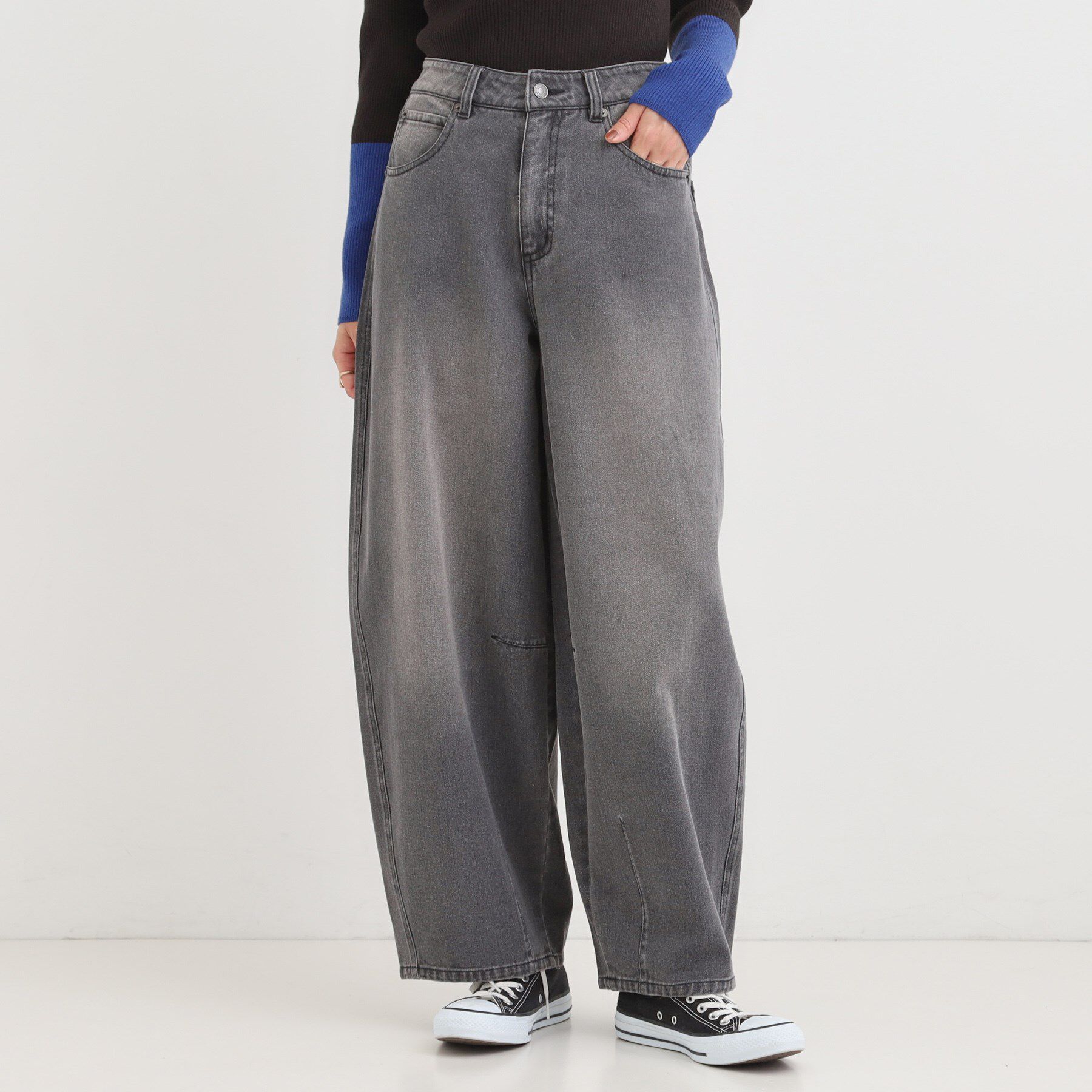 SHOO･LA･RUE「【S-LL】立体カーブデニムパンツ」|デニム|