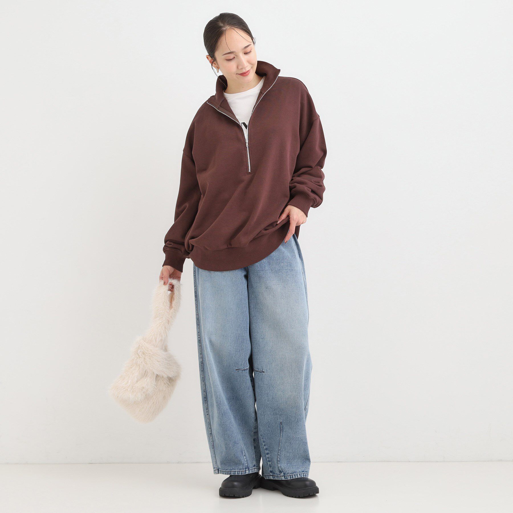 SHOO･LA･RUE「【S-LL】立体カーブデニムパンツ」|デニム|