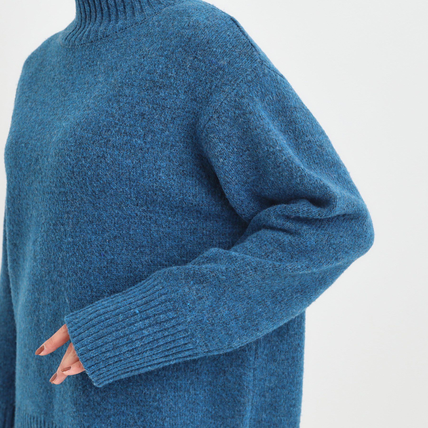 SHOO･LA･RUE「【S-LL】ゆるシルエットな メランジタートルニット」|ニット・セーター|