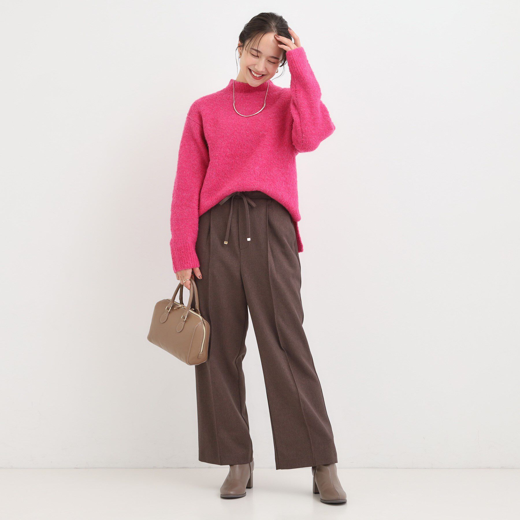 SHOO･LA･RUE「【S-LL】ほんのりラメで華やか ふわふわハイネックニット」|ニット・セーター|