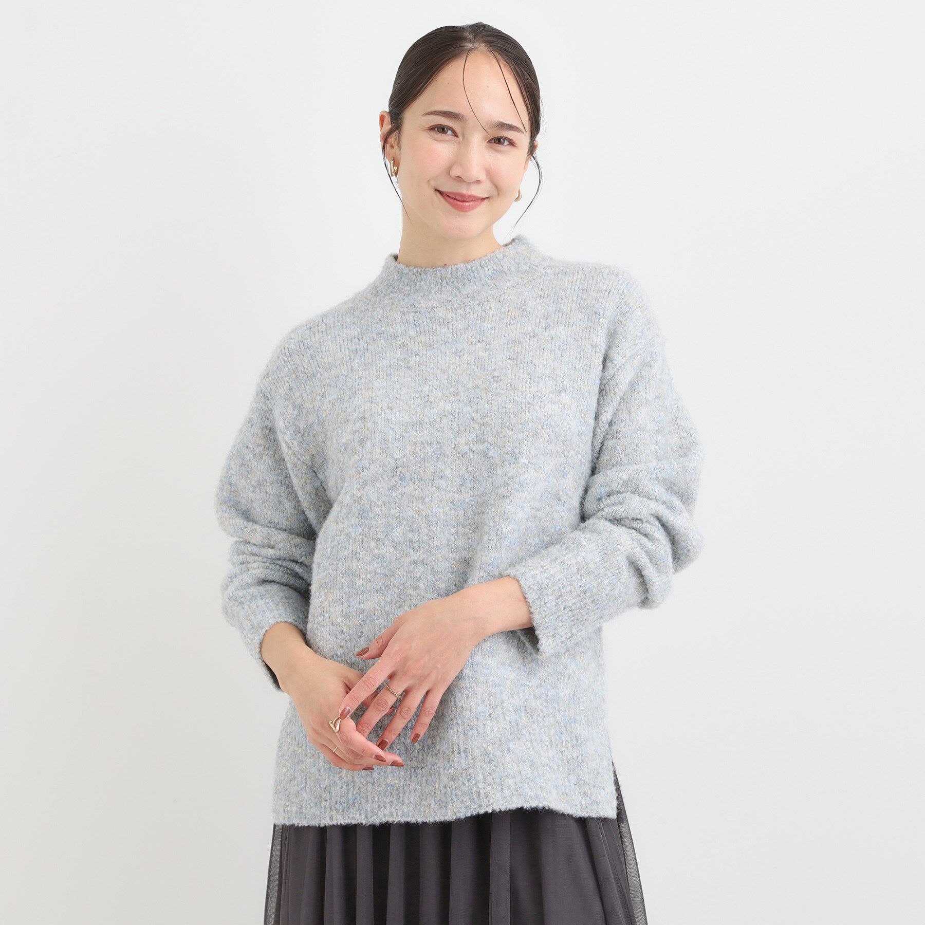 SHOO･LA･RUE「【S-LL】ほんのりラメで華やか ふわふわハイネックニット」|ニット・セーター|