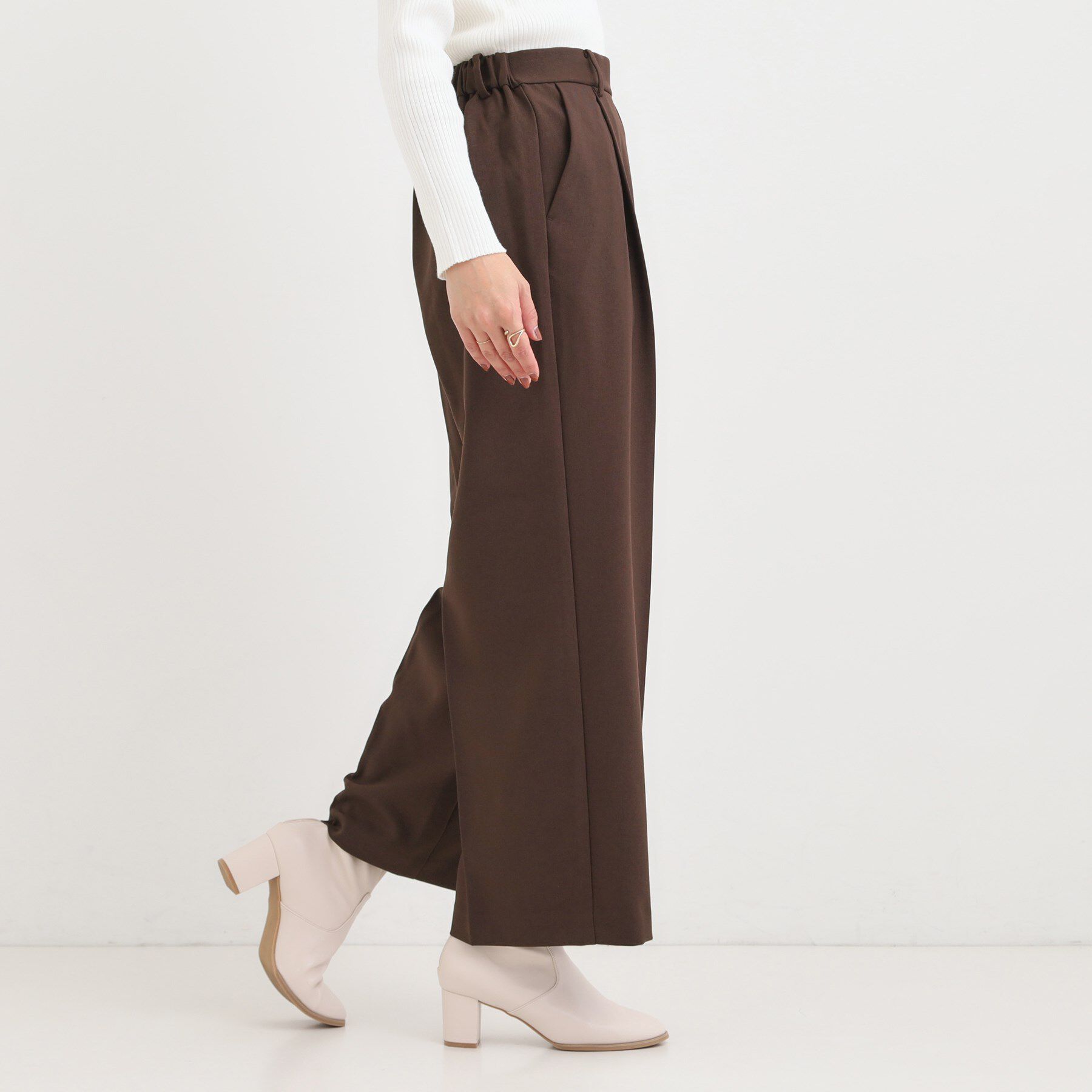 SHOO･LA･RUE「【洗濯機可/S-LL/セットアップ可】脚のラインをきれいに魅せる センタープレスワイドパンツ」|その他|