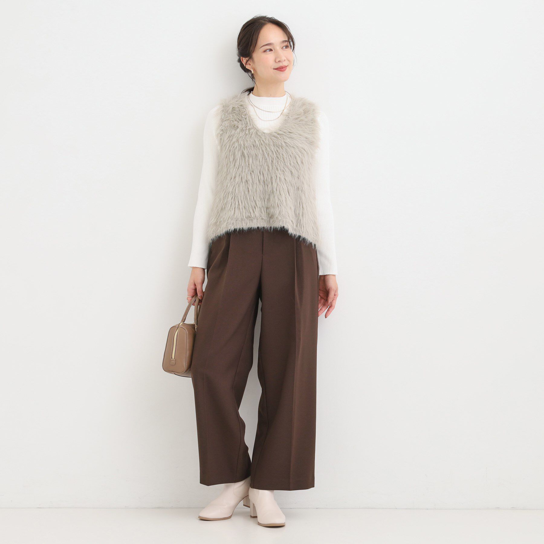 SHOO･LA･RUE「【洗濯機可/S-LL/セットアップ可】脚のラインをきれいに魅せる センタープレスワイドパンツ」|その他|