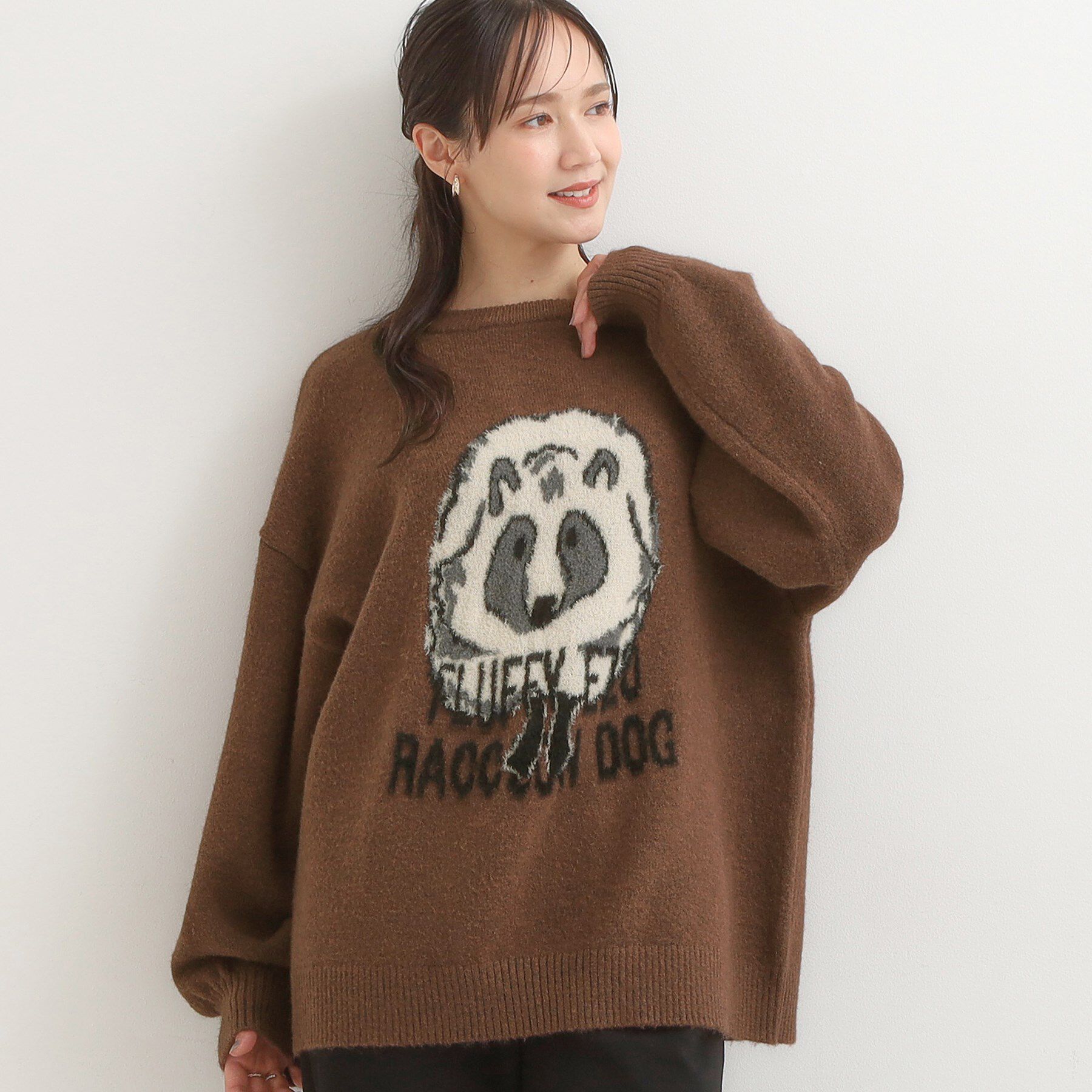 SHOO･LA･RUE「【旭山動物園応援商品】ゆるアニマル ふわふわジャカードニット」|ニット・セーター|ブラウン(343)