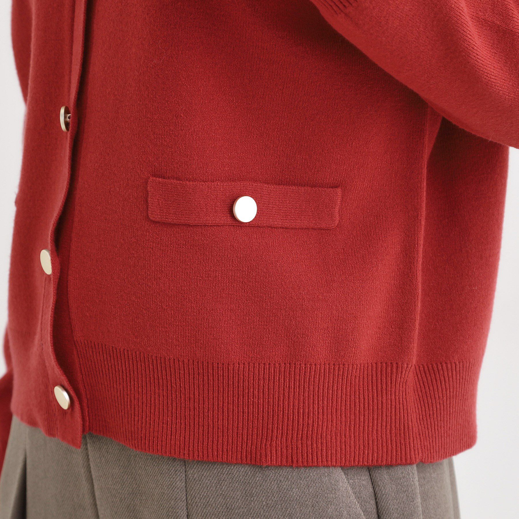 SHOO･LA･RUE「【セットアップ可/洗濯機可】もちもちタッチが心地よい クルーネックカーディガン」|カーディガン|