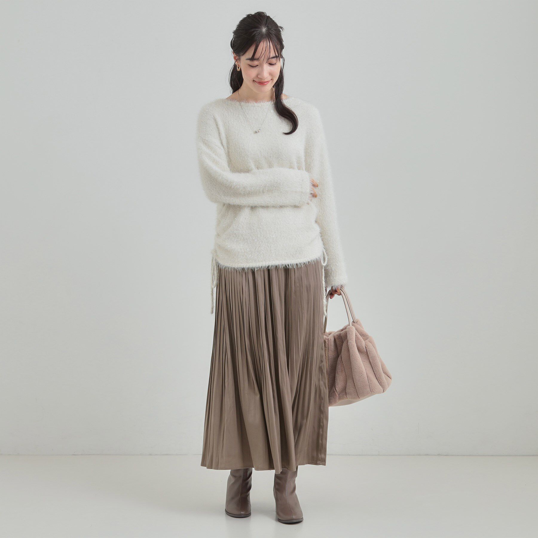 SHOO･LA･RUE「【着丈選べる/あったか】裏に秘密 プリーツスカート」|スカート|
