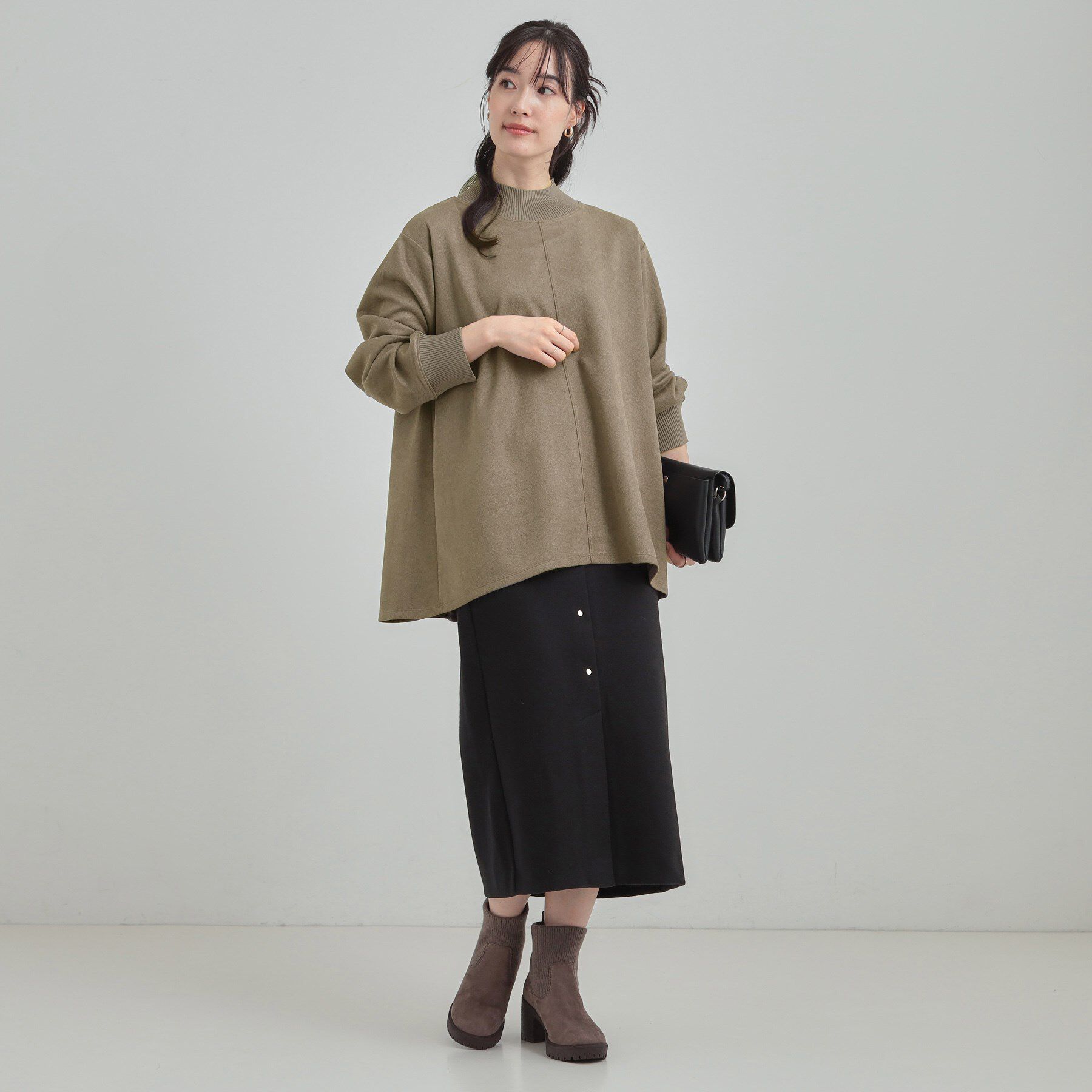 SHOO･LA･RUE「【S-LL】滑らかタッチが癖になる Aラインスエード調トップス」|Tシャツ・カットソー|