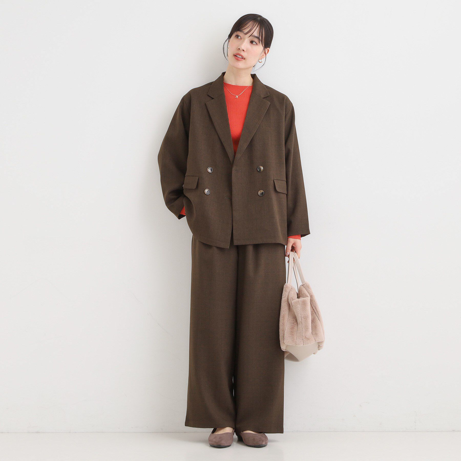 SHOO･LA･RUE「【セットアップ可】チェック柄タックワイドパンツ」|その他|