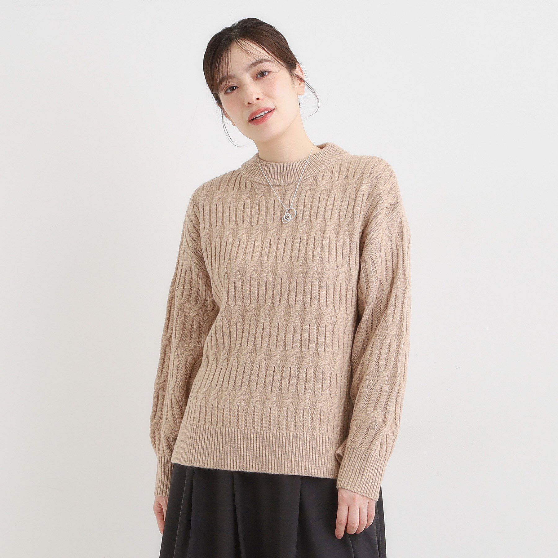 SHOO･LA･RUE「【洗濯機可／毛玉レス】シンプルケーブル柄ニット」|ニット・セーター|