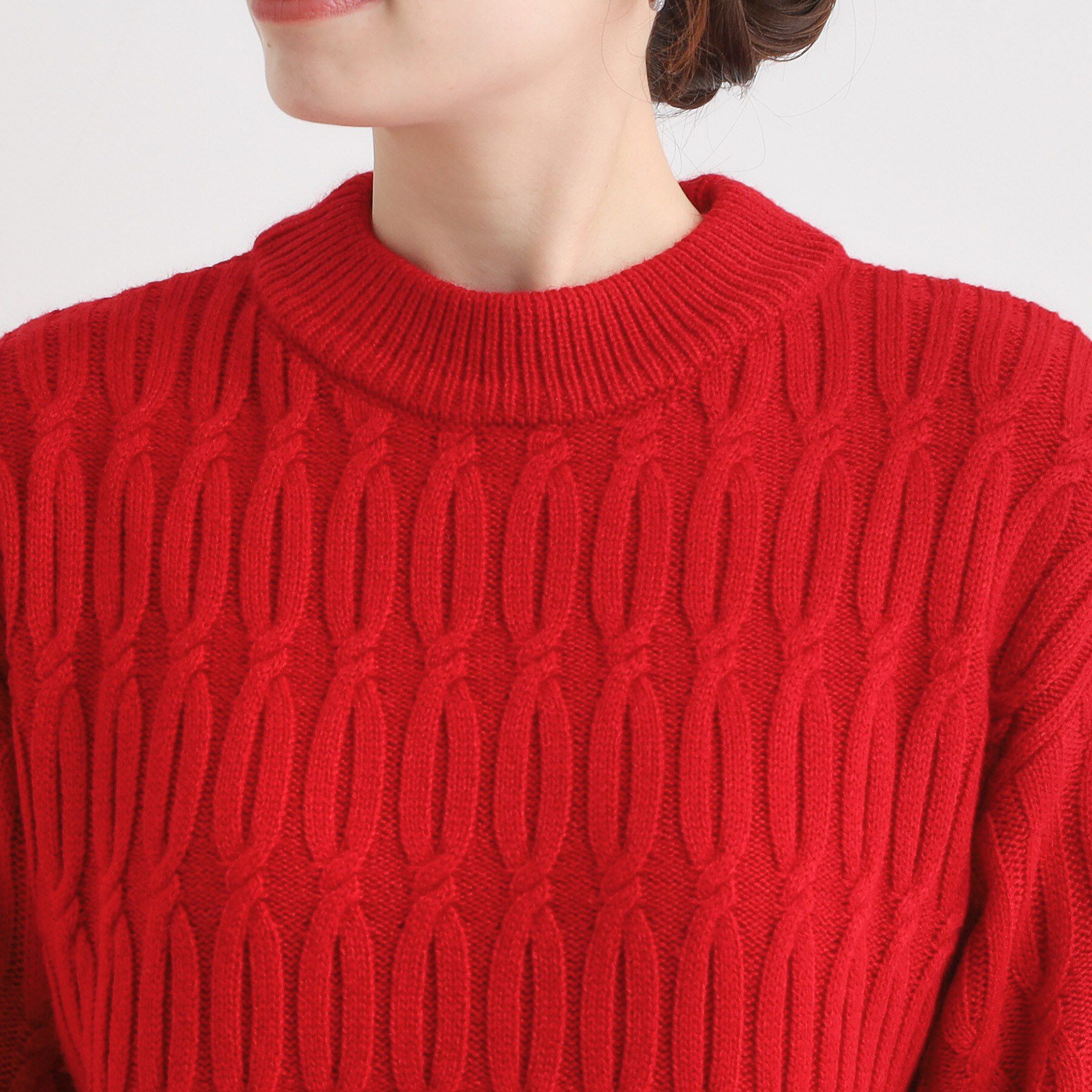 SHOO･LA･RUE「【洗濯機可／毛玉レス】シンプルケーブル柄ニット」|ニット・セーター|