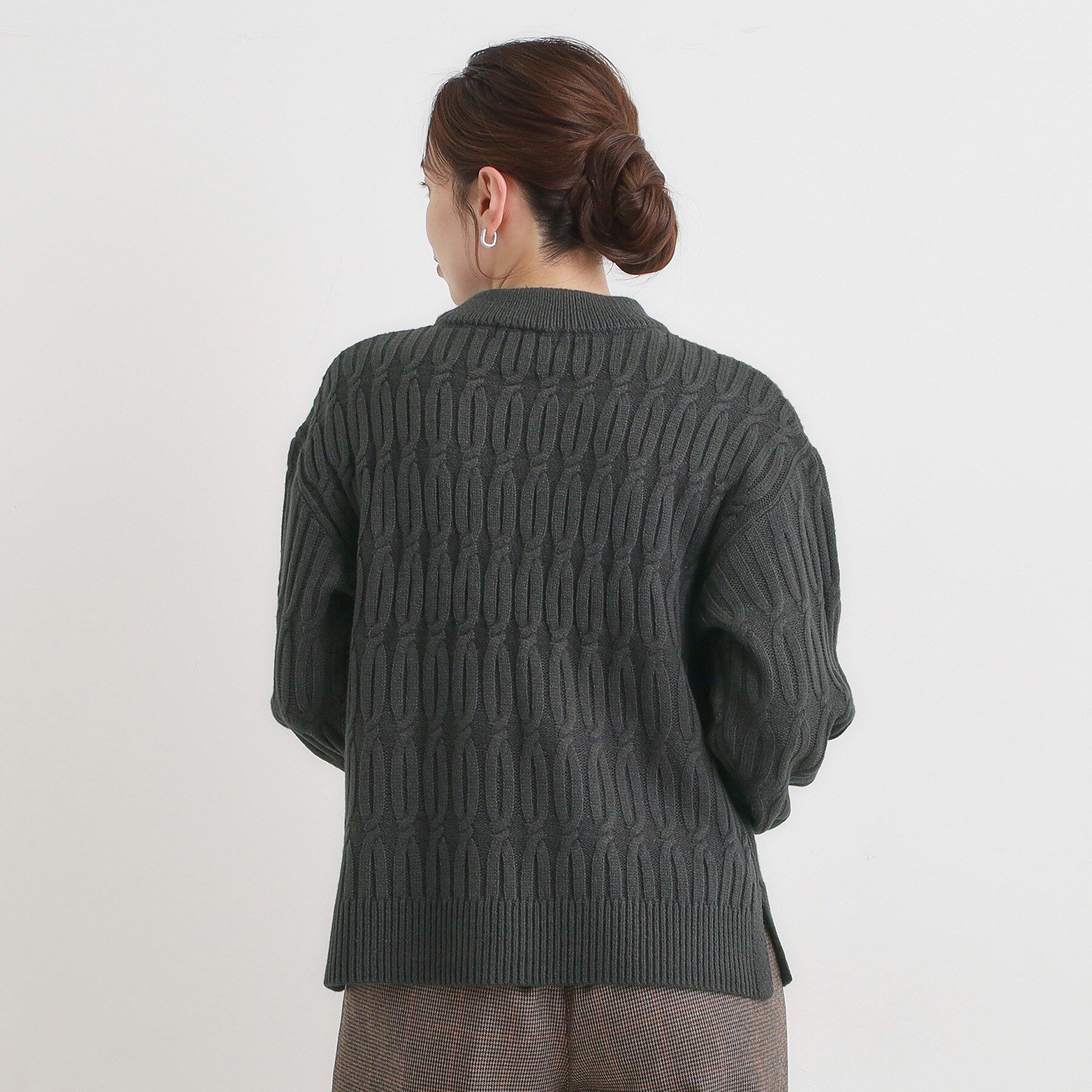 SHOO･LA･RUE「【洗濯機可／毛玉レス】シンプルケーブル柄ニット」|ニット・セーター|