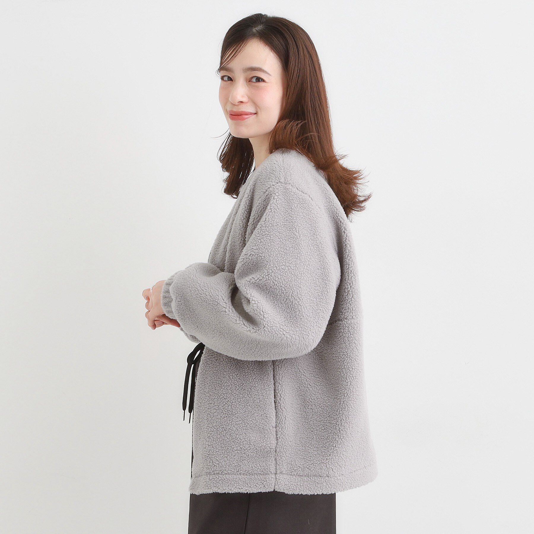 SHOO･LA･RUE「【洗濯機可】即サマになる ノーカラー ボアブルゾン」|ブルゾン・スタジャン|