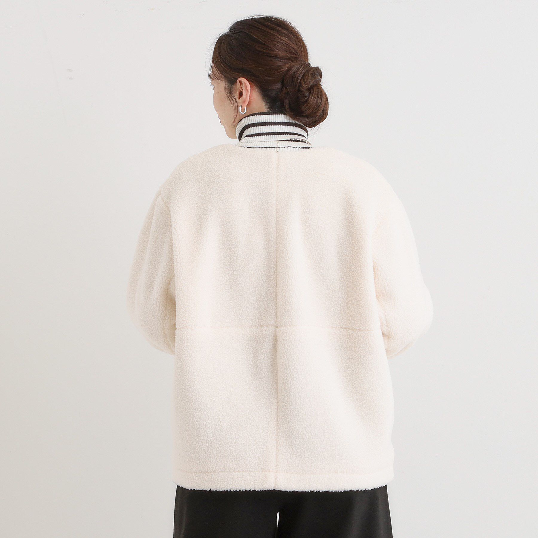 SHOO･LA･RUE「【洗濯機可】即サマになる ノーカラー ボアブルゾン」|ブルゾン・スタジャン|