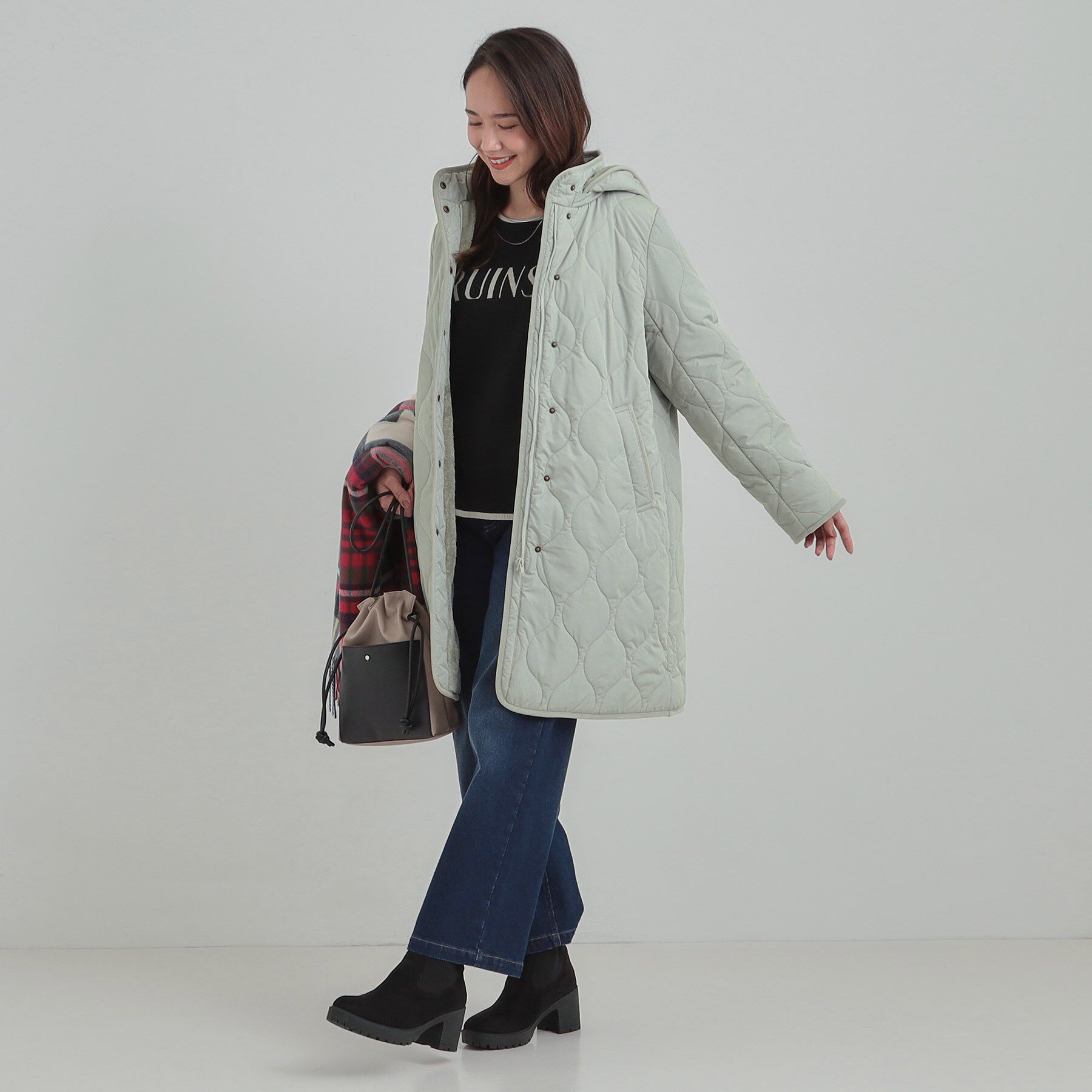 SHOO･LA･RUE「【撥水/フード取り外し可】冬に嬉しいこだわり満載 ひょうたん柄キルトコート」|その他|