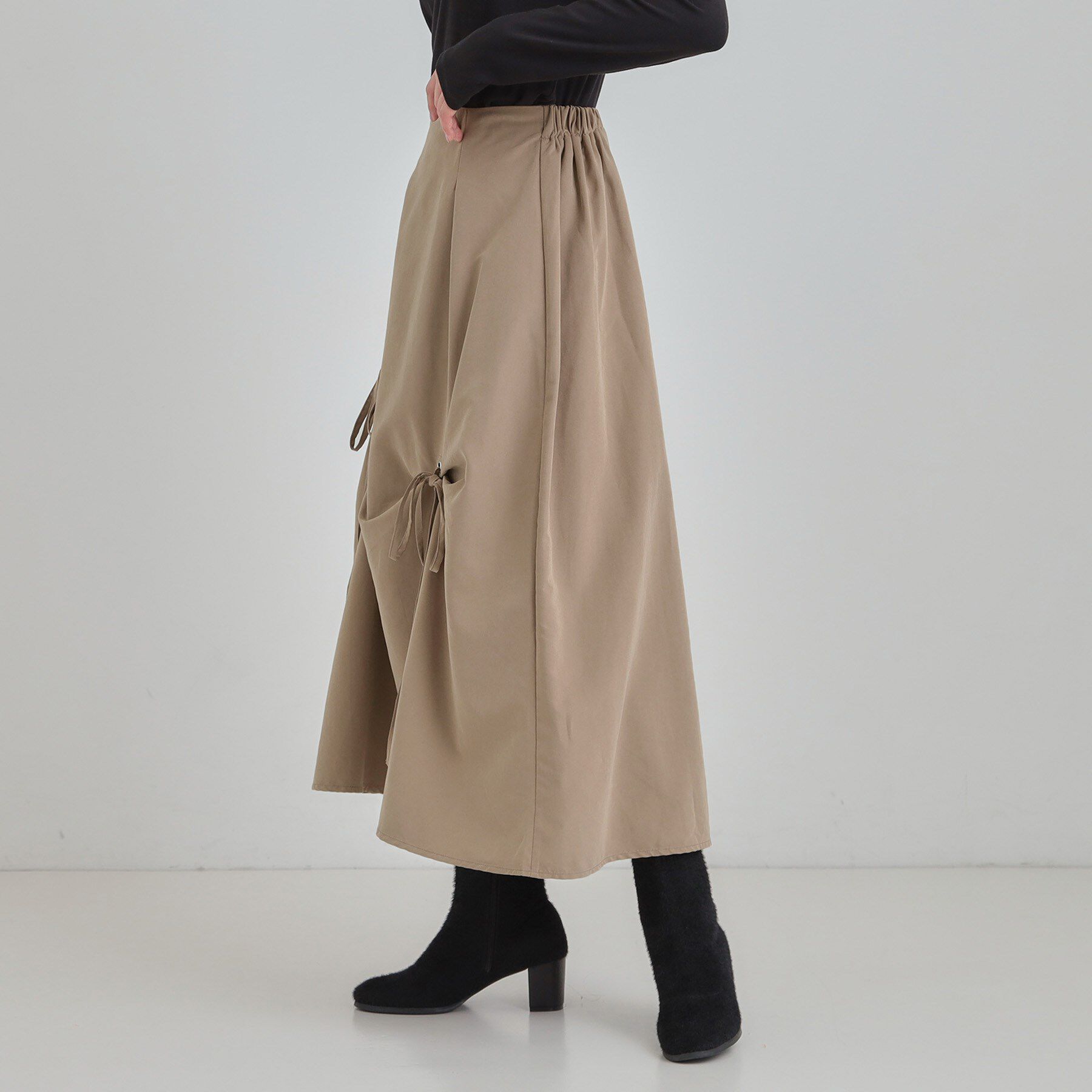 SHOO･LA･RUE「リボンタック ピーチ起毛 フレアスカート」|スカート|