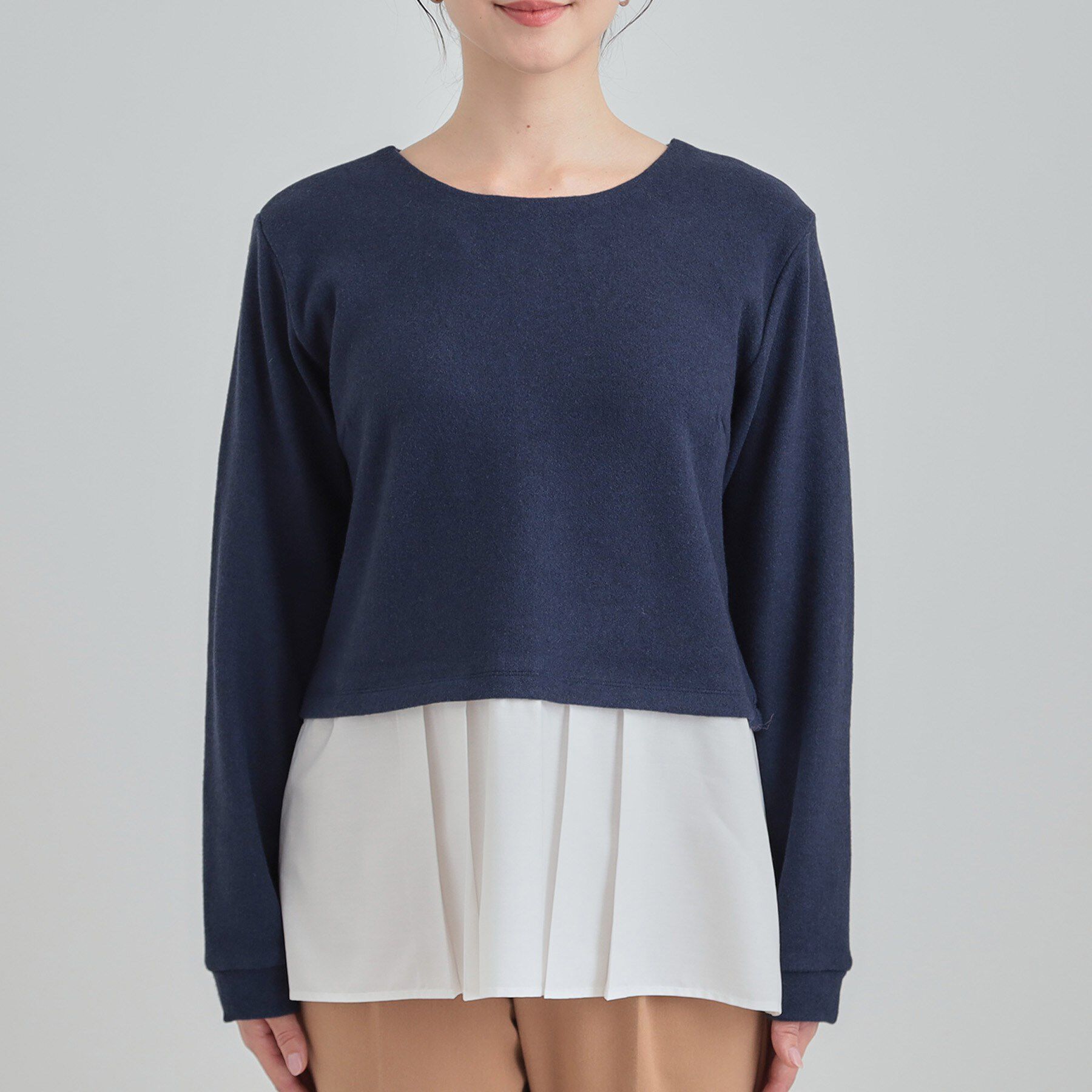 SHOO･LA･RUE「【S-LL】レイヤード風 シャツドッキングトップス」|Tシャツ・カットソー|