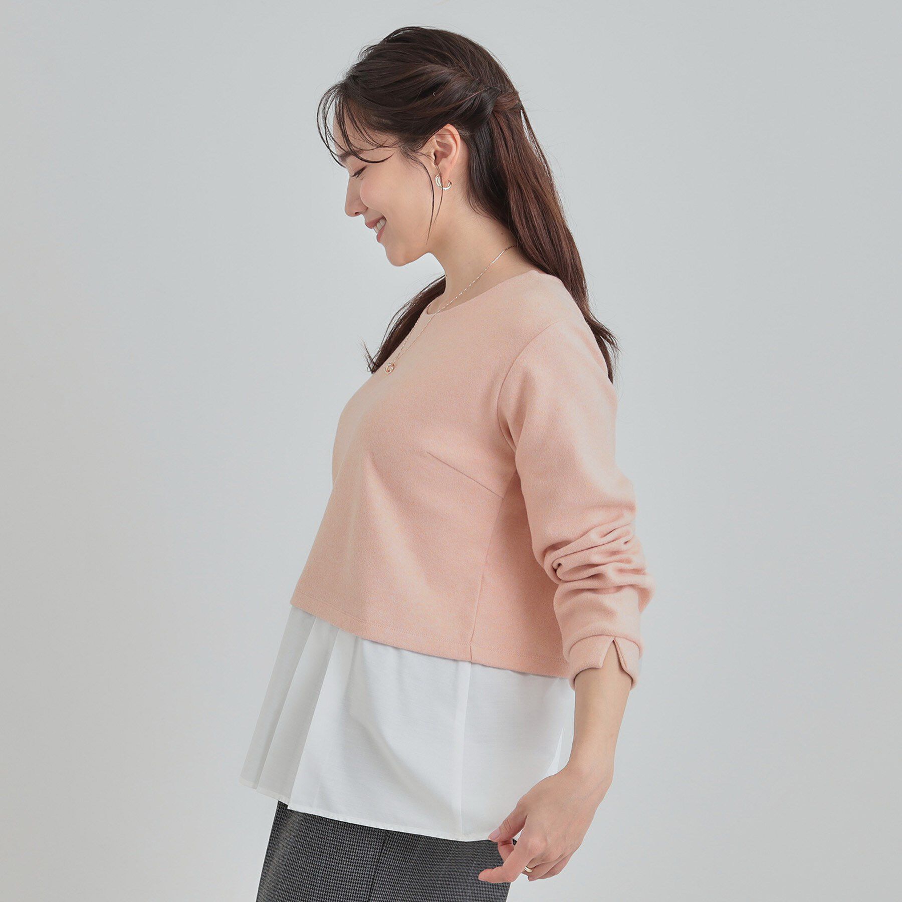 SHOO･LA･RUE「【S-LL】レイヤード風 シャツドッキングトップス」|Tシャツ・カットソー|