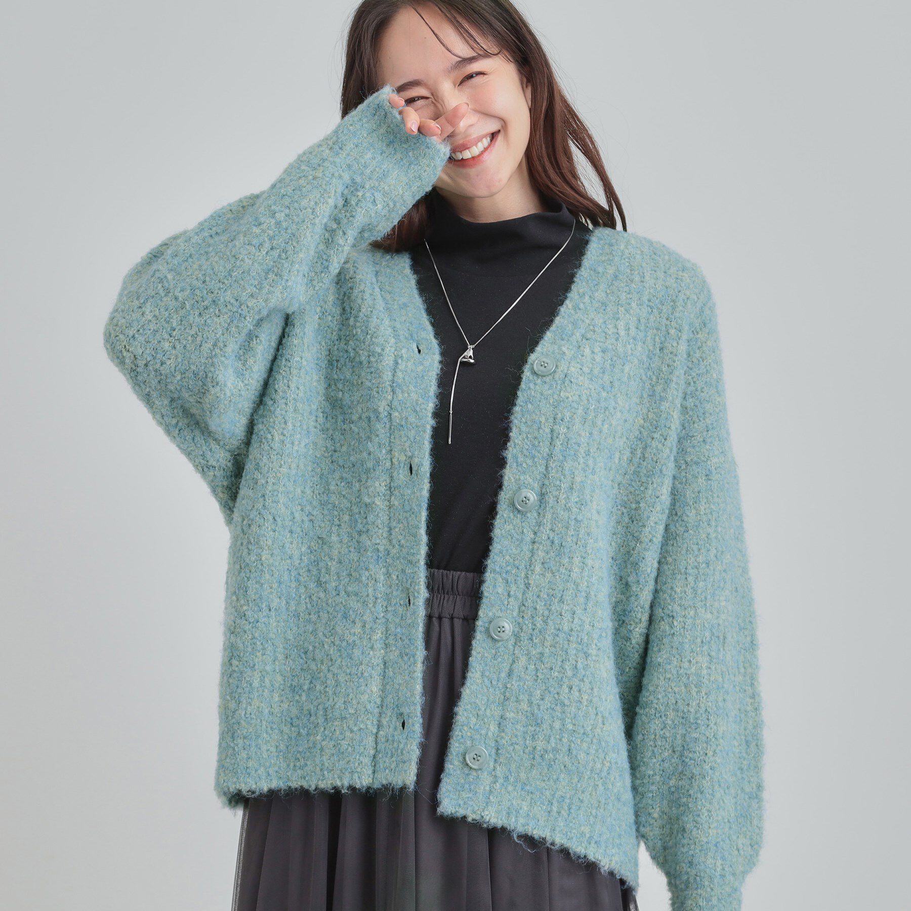 SHOO･LA･RUE「ブークレカラーVネックカーディガン」|カーディガン|ブルー(092)