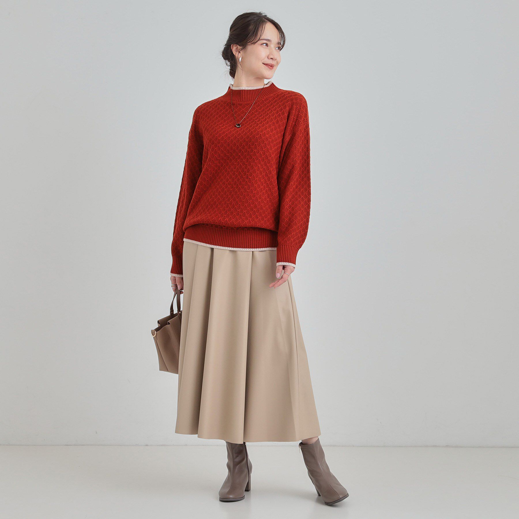 SHOO･LA･RUE「【洗濯機可/毛玉レス】配色がアクセント ダイヤ柄ゆるニット」|ニット・セーター|