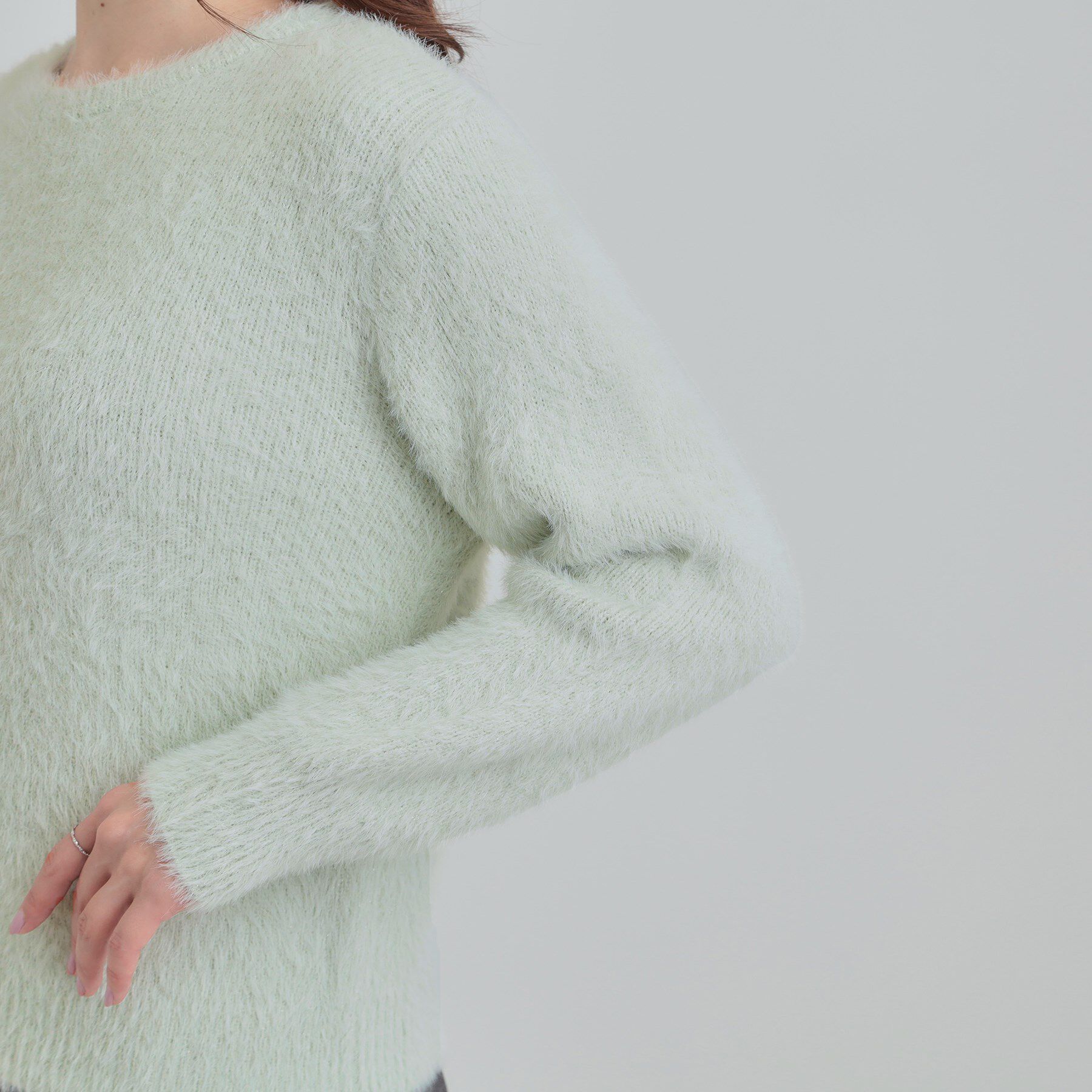 SHOO･LA･RUE「【S-LL】きらっと華やか ふんわりラメフェザーニット」|ニット・セーター|