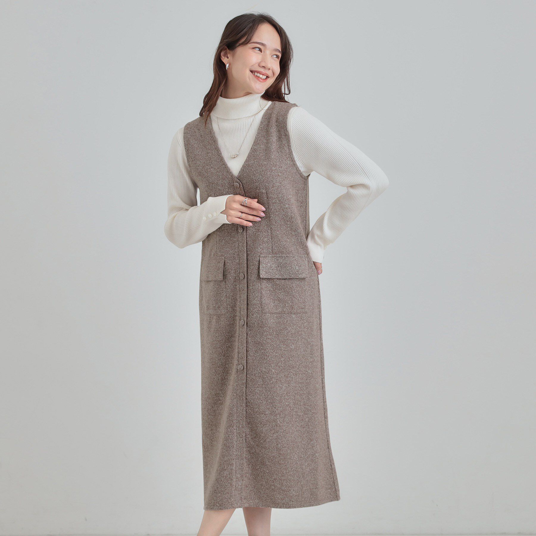 SHOO･LA･RUE「【S-LL】甘すぎない大人のツイード調ジャンスカ」|ワンピース|