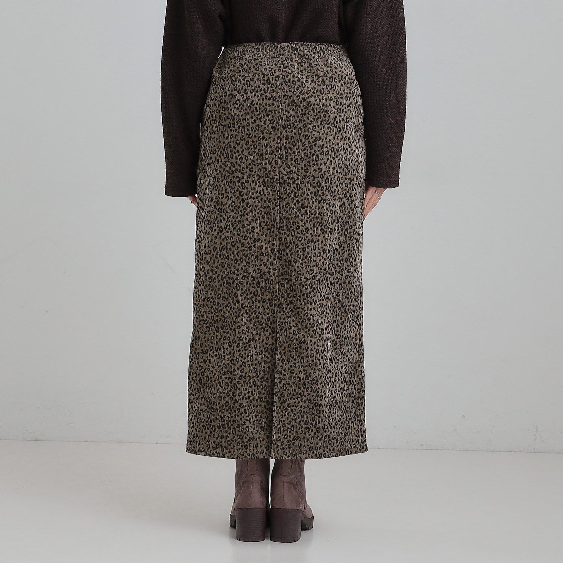 SHOO･LA･RUE「【あったか】両面起毛 ベロアレオパード柄スカート」|スカート|