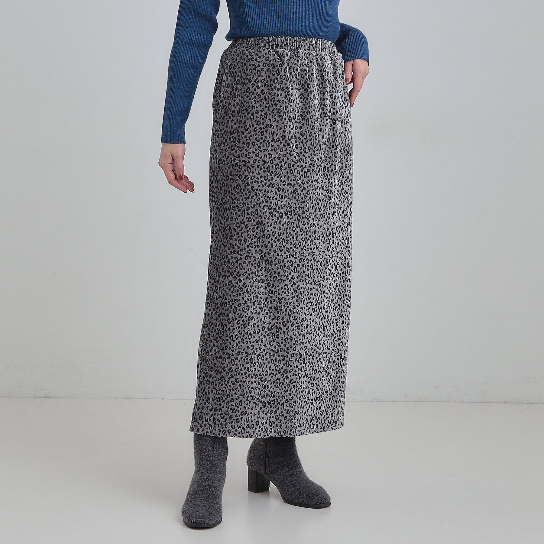 SHOO･LA･RUE「【あったか】両面起毛 ベロアレオパード柄スカート」|スカート|