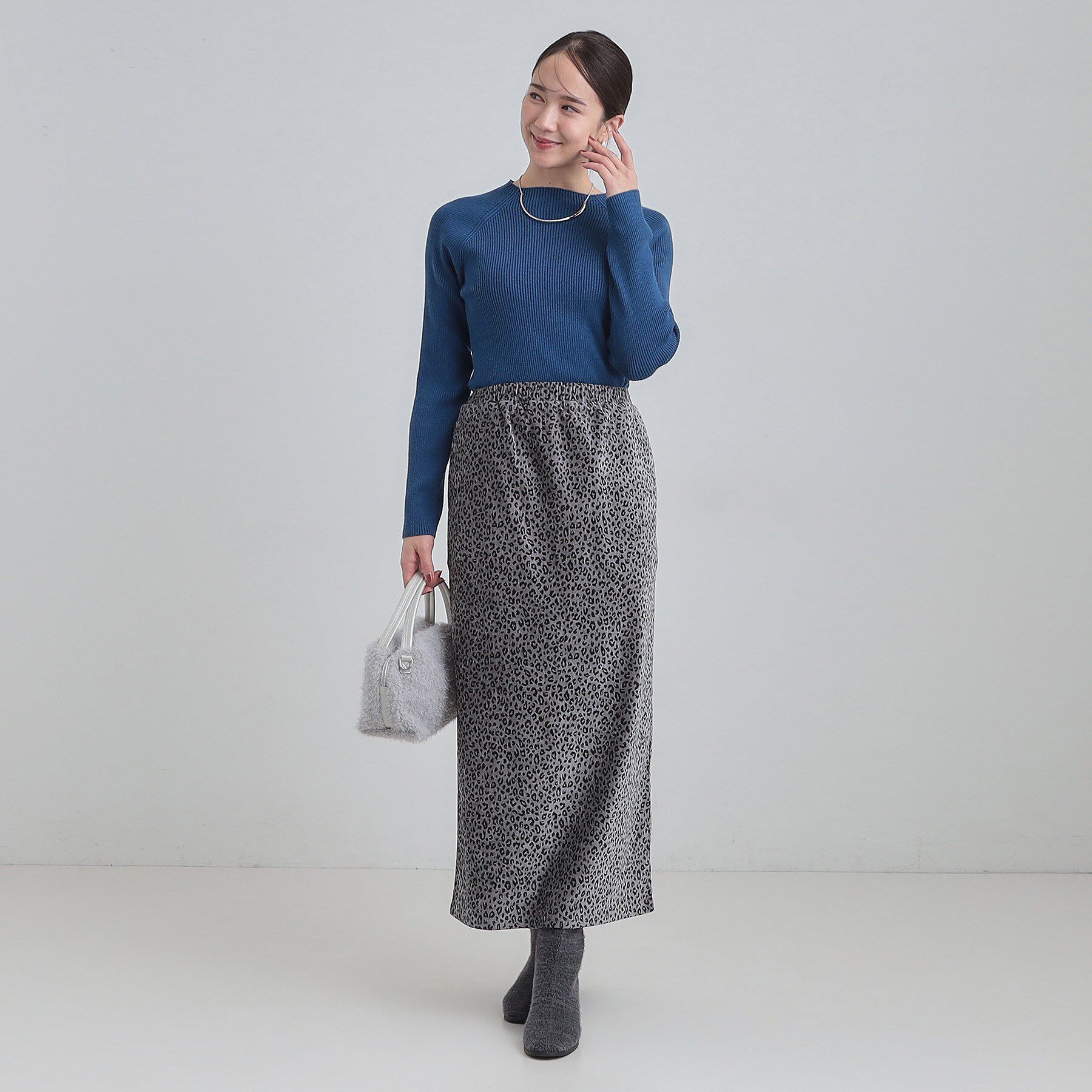 SHOO･LA･RUE「【あったか】両面起毛 ベロアレオパード柄スカート」|スカート|