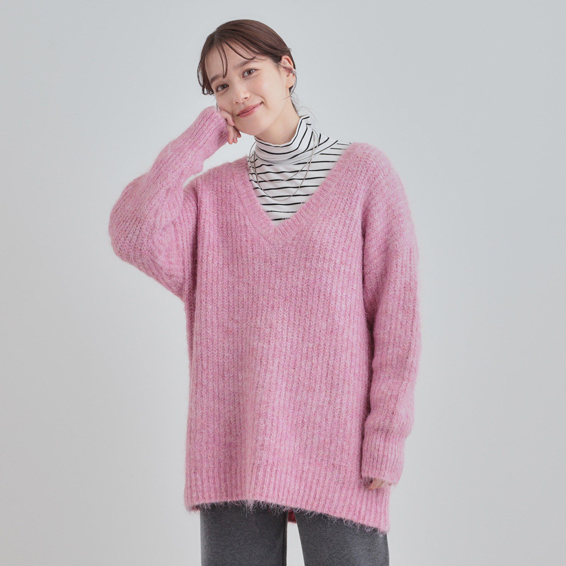 SHOO･LA･RUE「ふわふわタッチ Vネックニットチュニック」|チュニック|