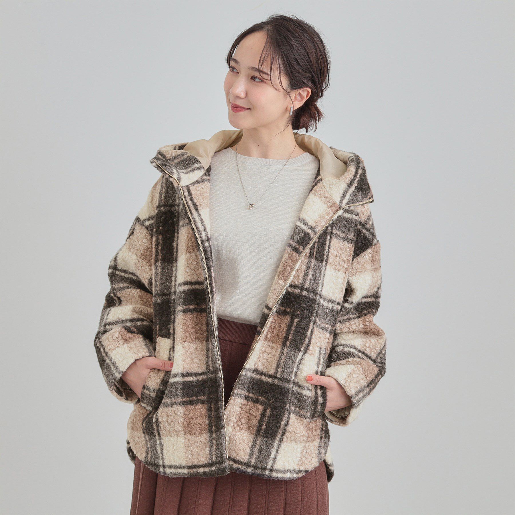 SHOO･LA･RUE「ブークレチェックフードコート」|その他|