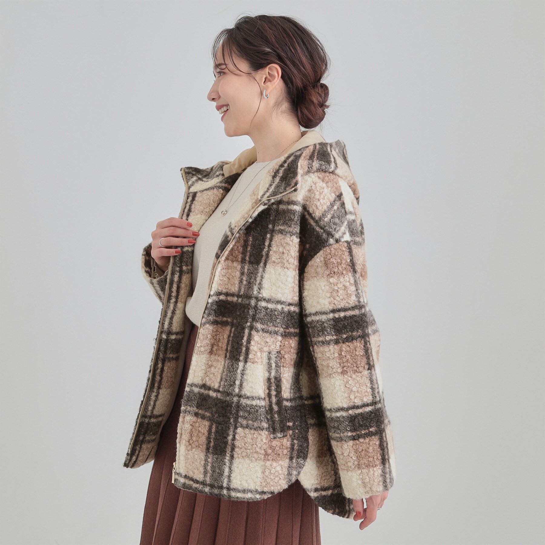 SHOO･LA･RUE「ブークレチェックフードコート」|その他|