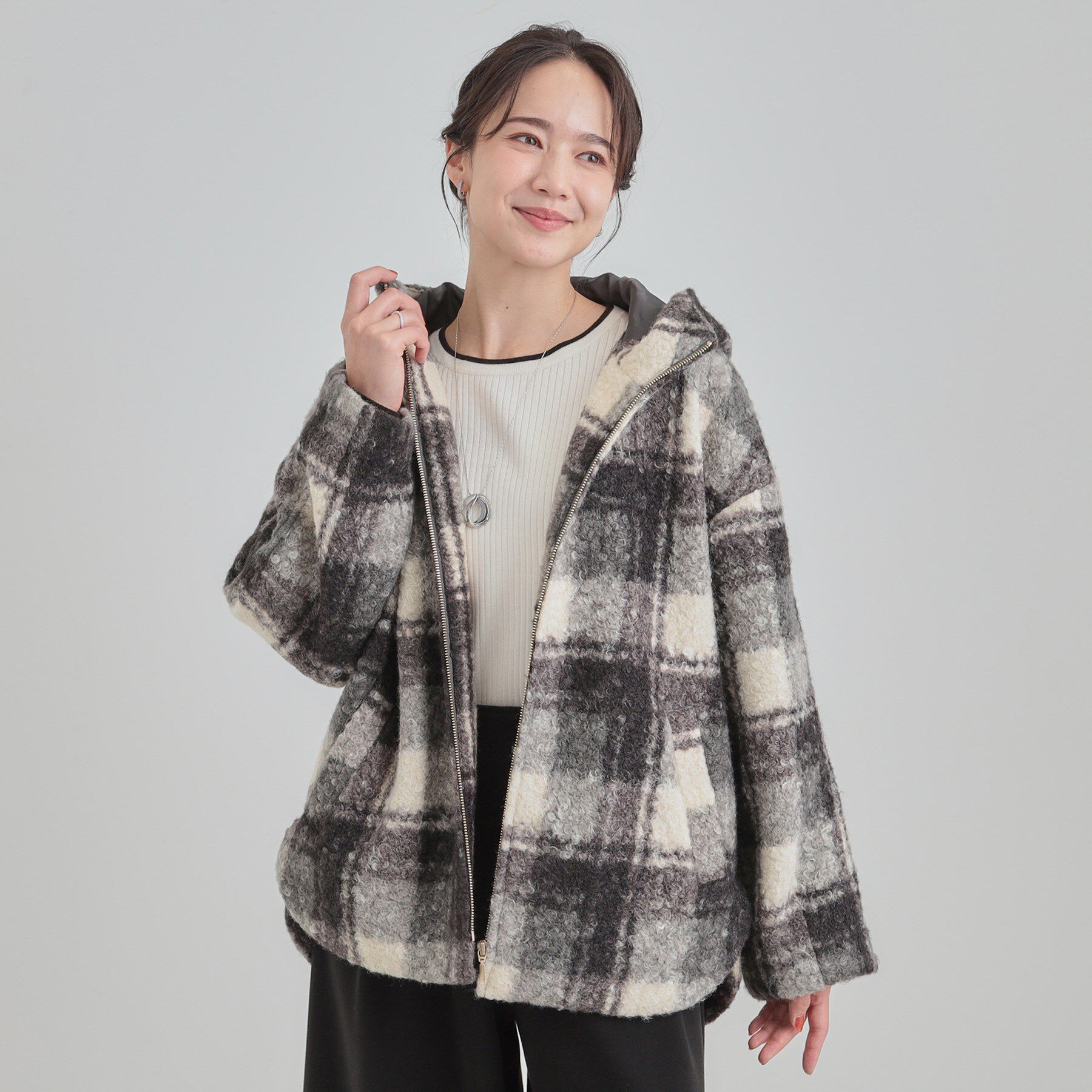 SHOO･LA･RUE「ブークレチェックフードコート」|その他|