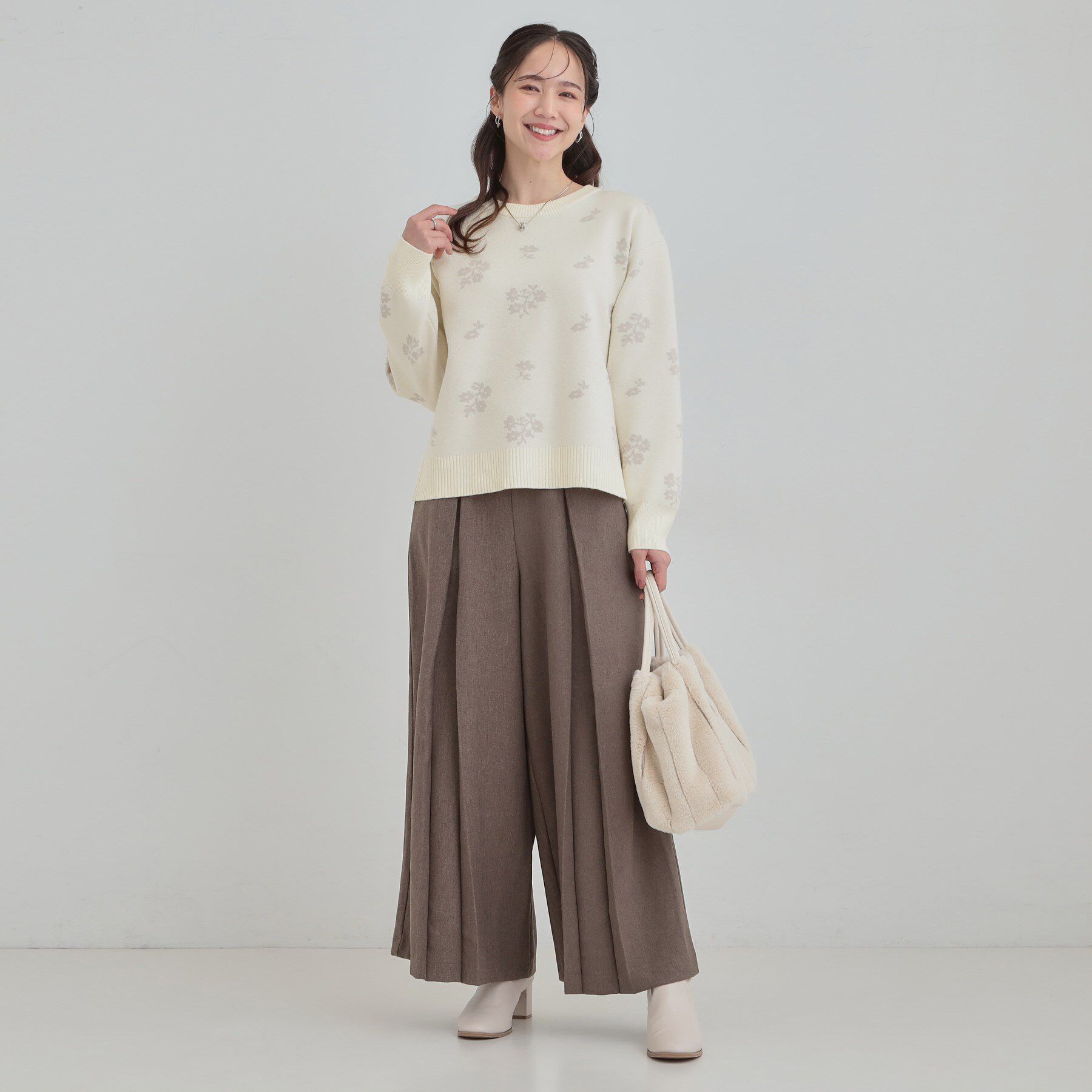 SHOO･LA･RUE「【S-LL】大人上品な レトロフラワーニット」|ニット・セーター|