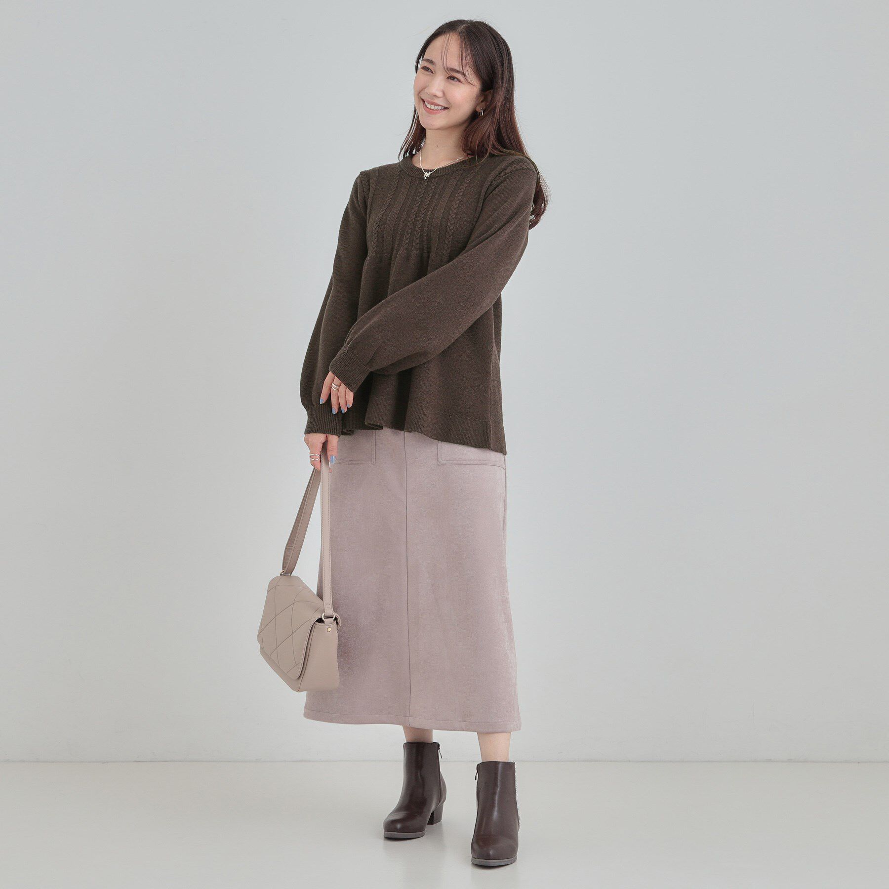 SHOO･LA･RUE「気になるお腹周りをカバー ケーブル編みペプラムニット」|ニット・セーター|