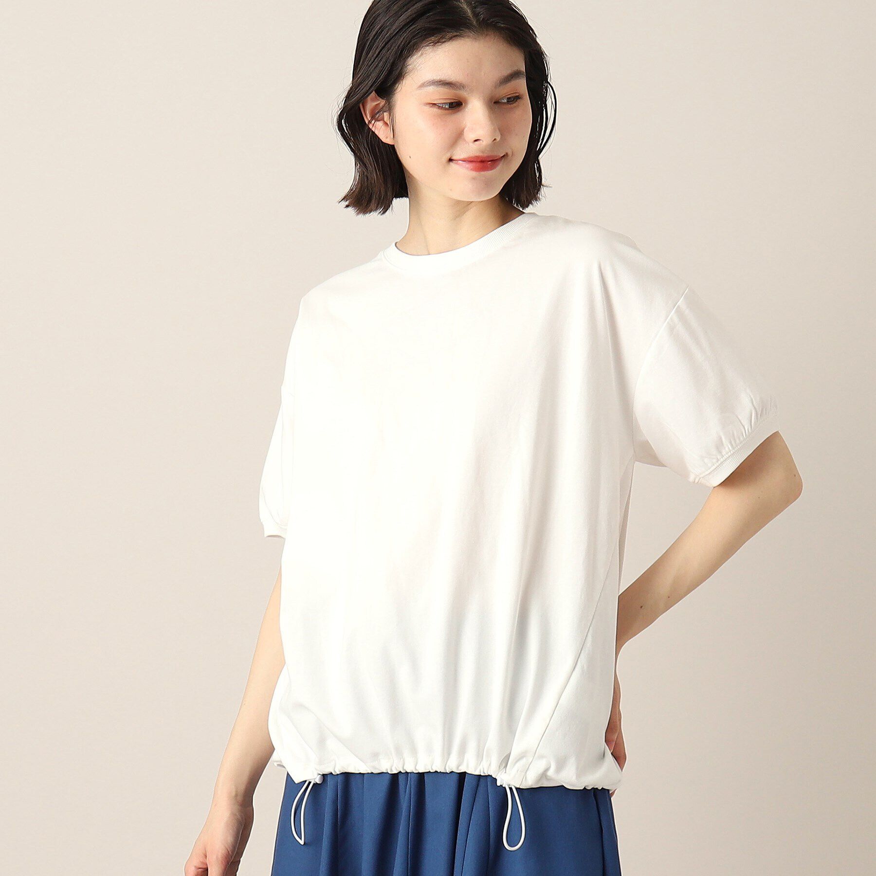 Dessin「新色追加【洗える・二の腕カバー】ドローコードカットソー（XS～L）」|Tシャツ・カットソー|ホワイト(002)