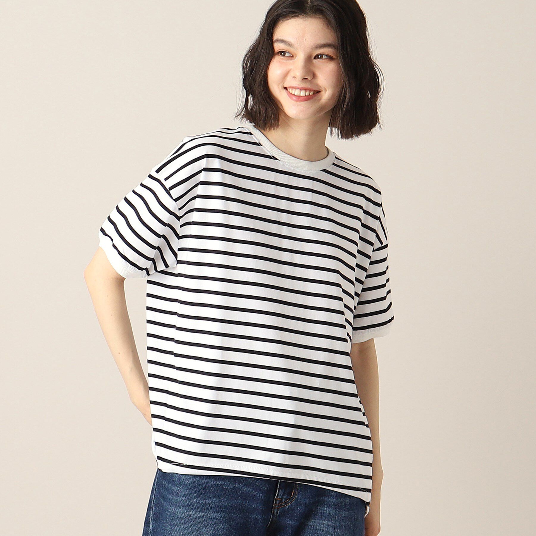 Dessin「新色追加【洗える・二の腕カバー】ドローコードカットソー（XS～L）」|Tシャツ・カットソー|ブラック(119)