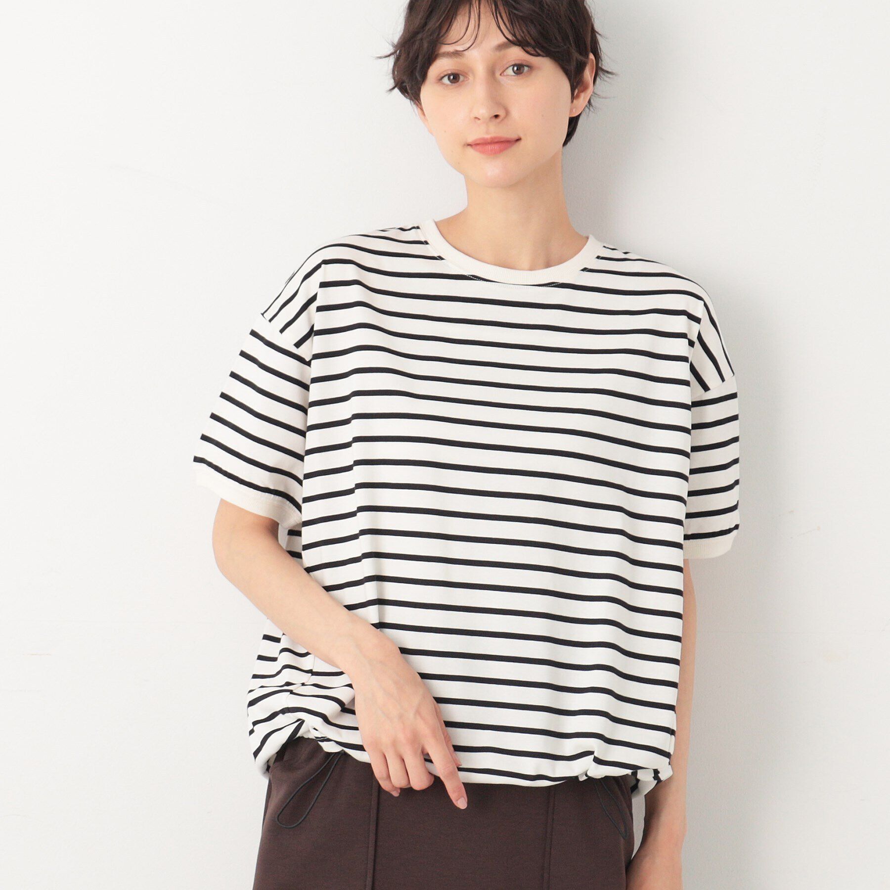 Dessin「新色追加【洗える・二の腕カバー】ドローコードカットソー（XS～L）」|Tシャツ・カットソー|ブラック(319)