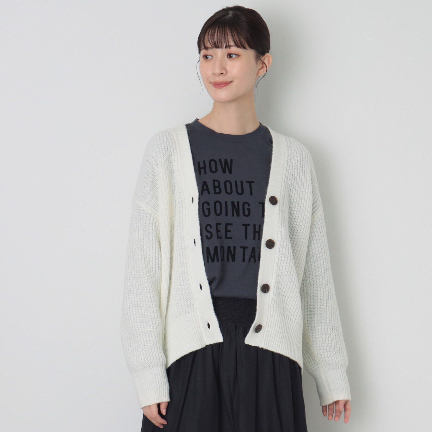 Dessin「【洗える】ローゲージカーディガン」|カーディガン|ホワイト(001)