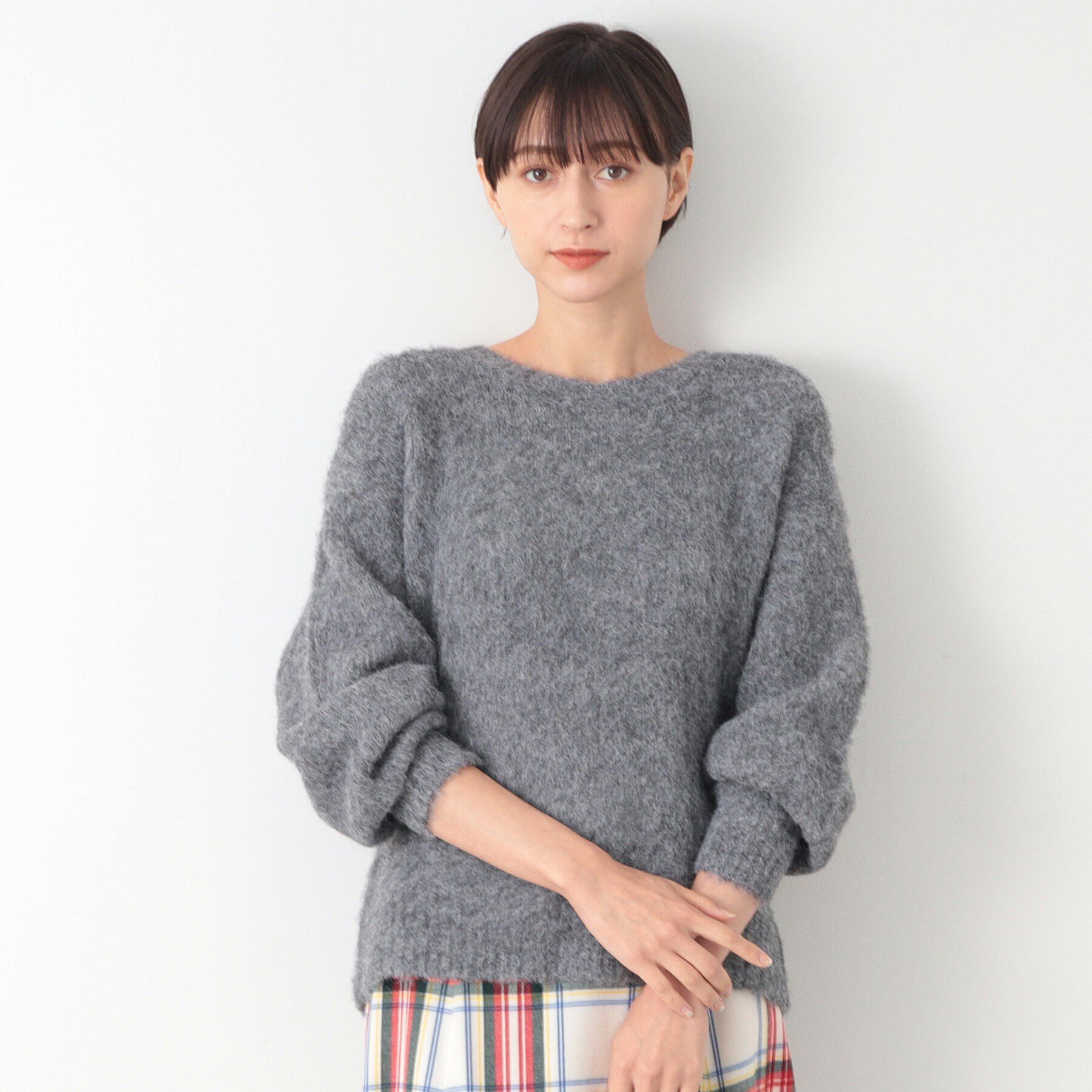 Dessin「【洗える】シャギークルーネックニット」|ニット・セーター|チャコールグレー(0