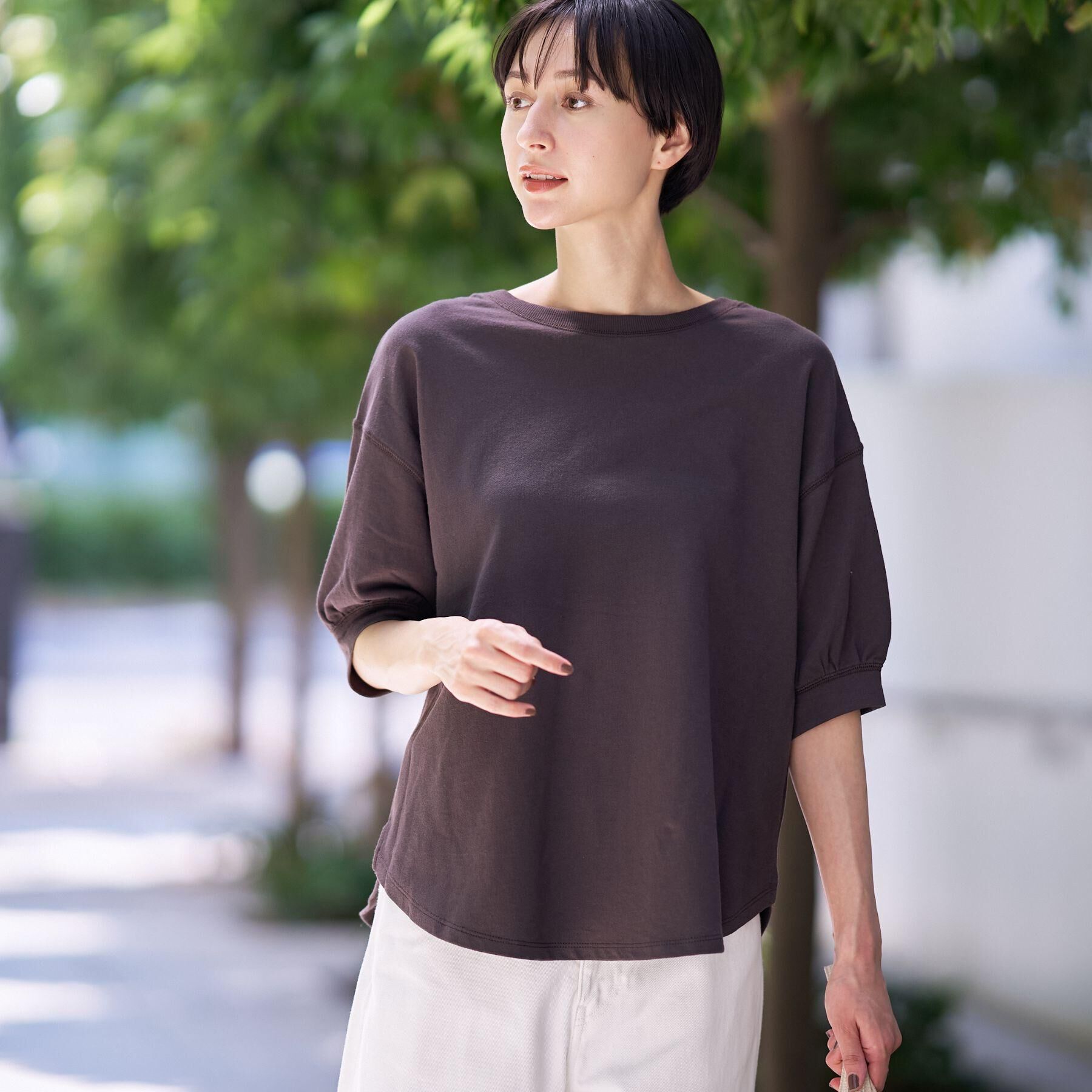 Dessin「【360度可愛い/前後2WAY/洗える】ライトコットンヘンリーカットソー」|Tシャツ・カットソー|